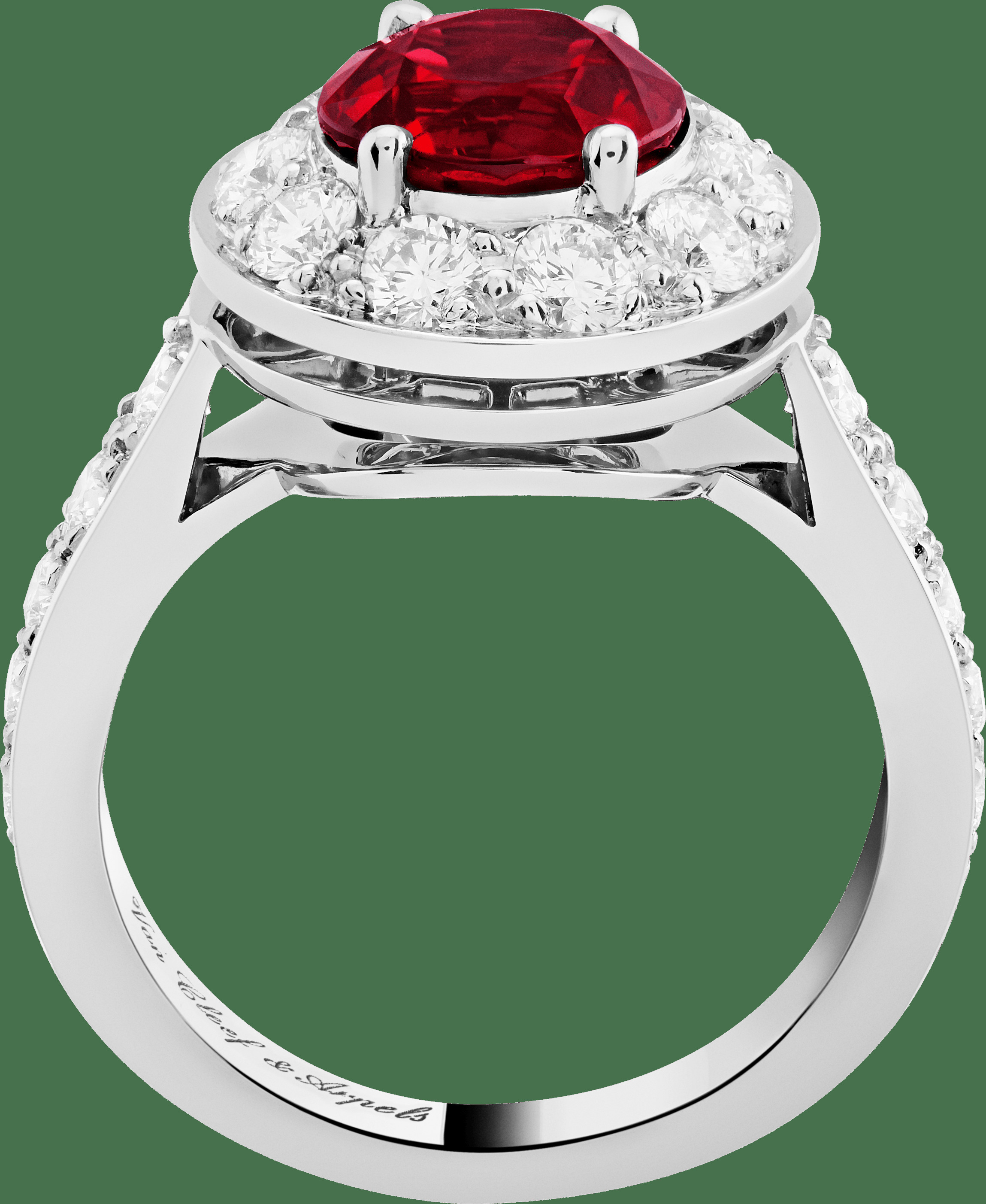 Кольцо-солитер Icône, бриллианты круглой огранки, один рубин круглой огранки 2,41 карата