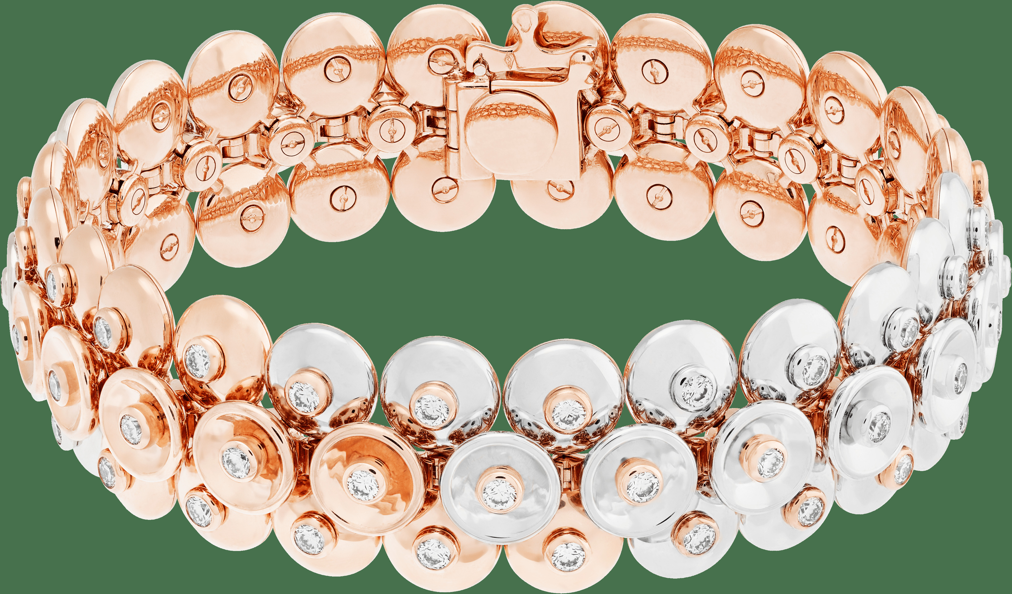 Браслет Bouton d'or, модель среднего размера, розовое и белое золото, бриллианты