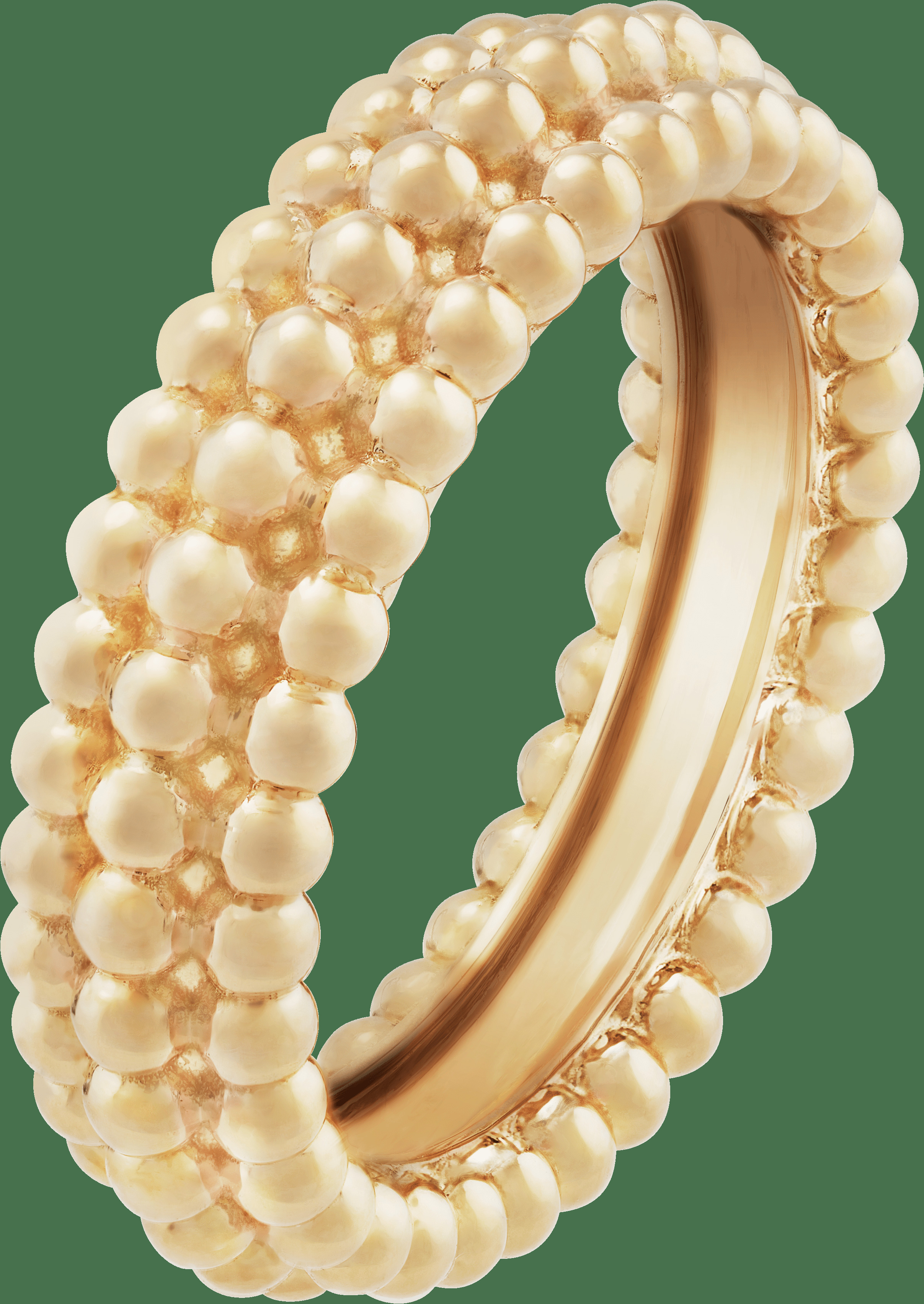 Кольцо Perlée perles d'or, 3 ряда, желтое золото.