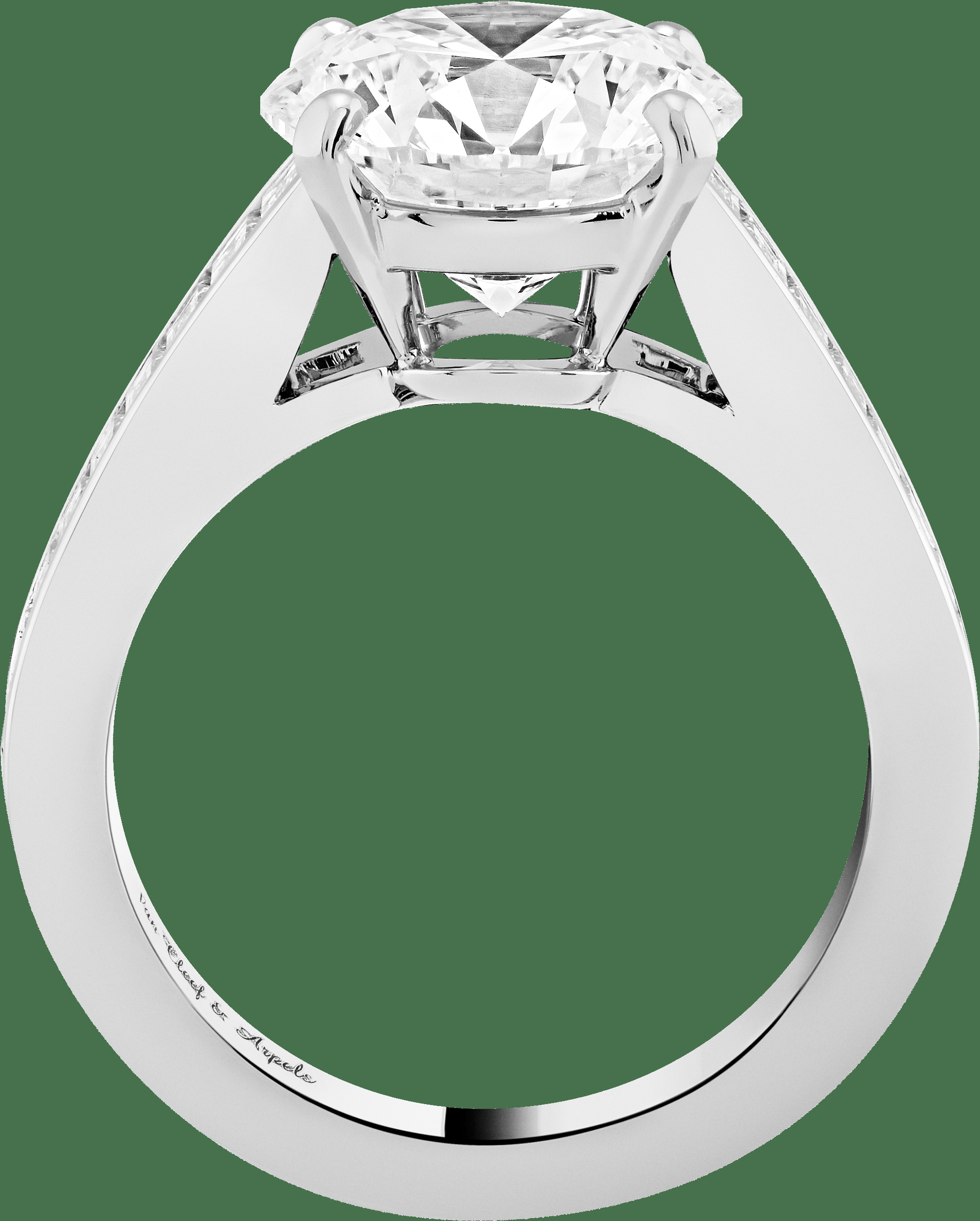 Кольцо-солитер Menuet, платина, бриллианты багетной огранки, один бриллиант круглой огранки 4,46 карата, EVVS2