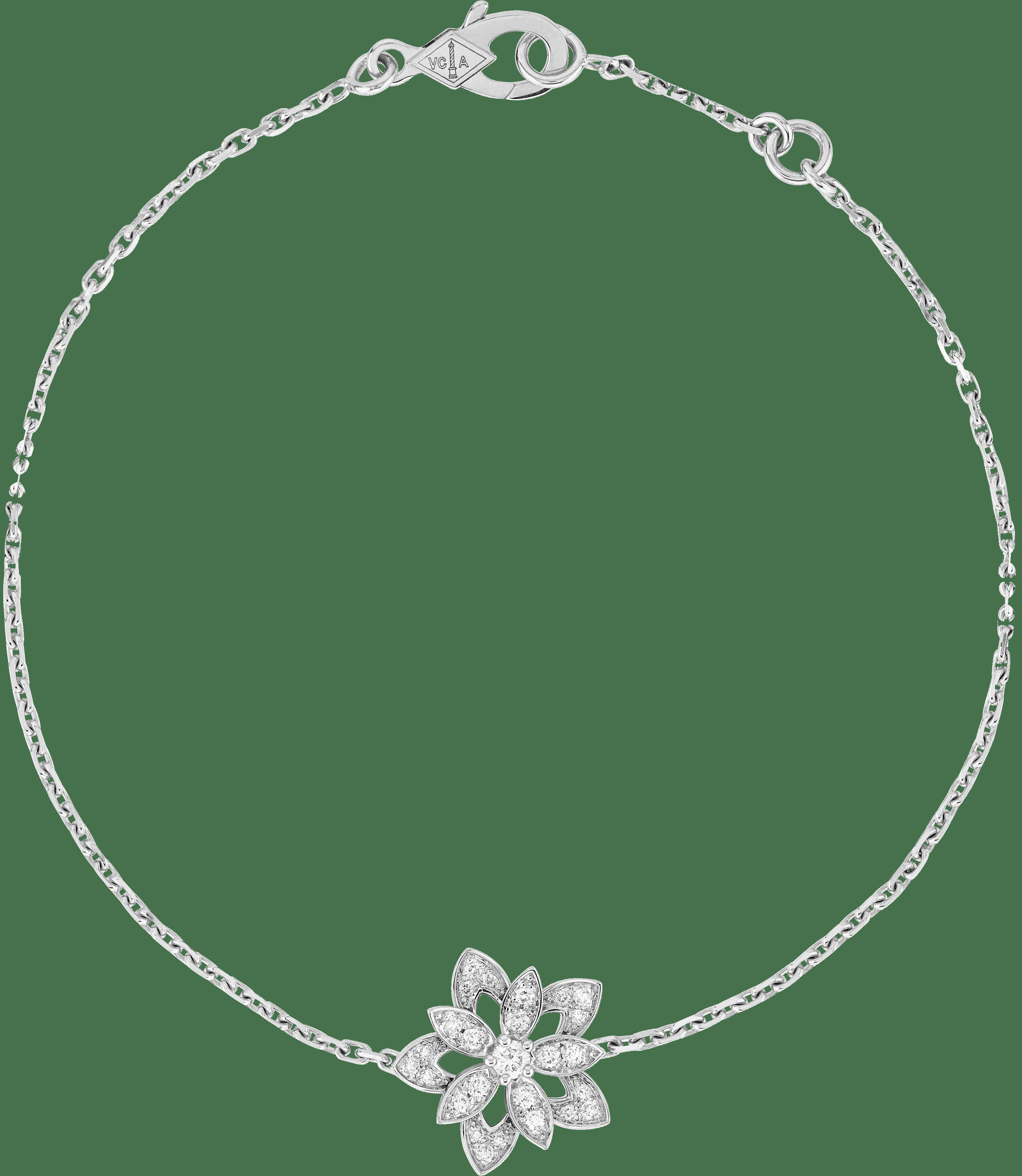 Браслет Lotus с перфорацией, миниатюрная модель, белое золото, бриллианты