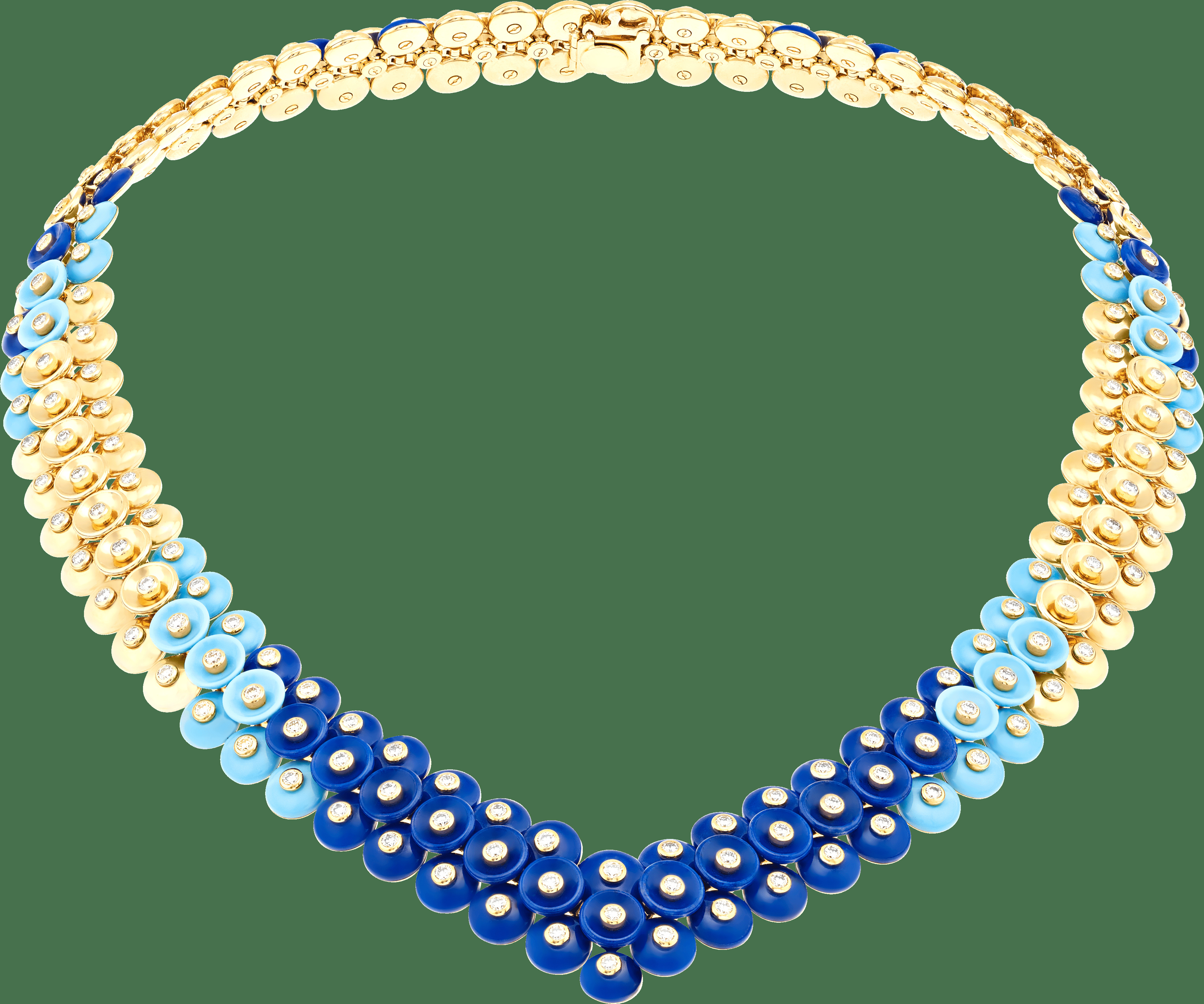 Колье Bouton d'or, желтое золото, лазурит, бирюза, бриллианты