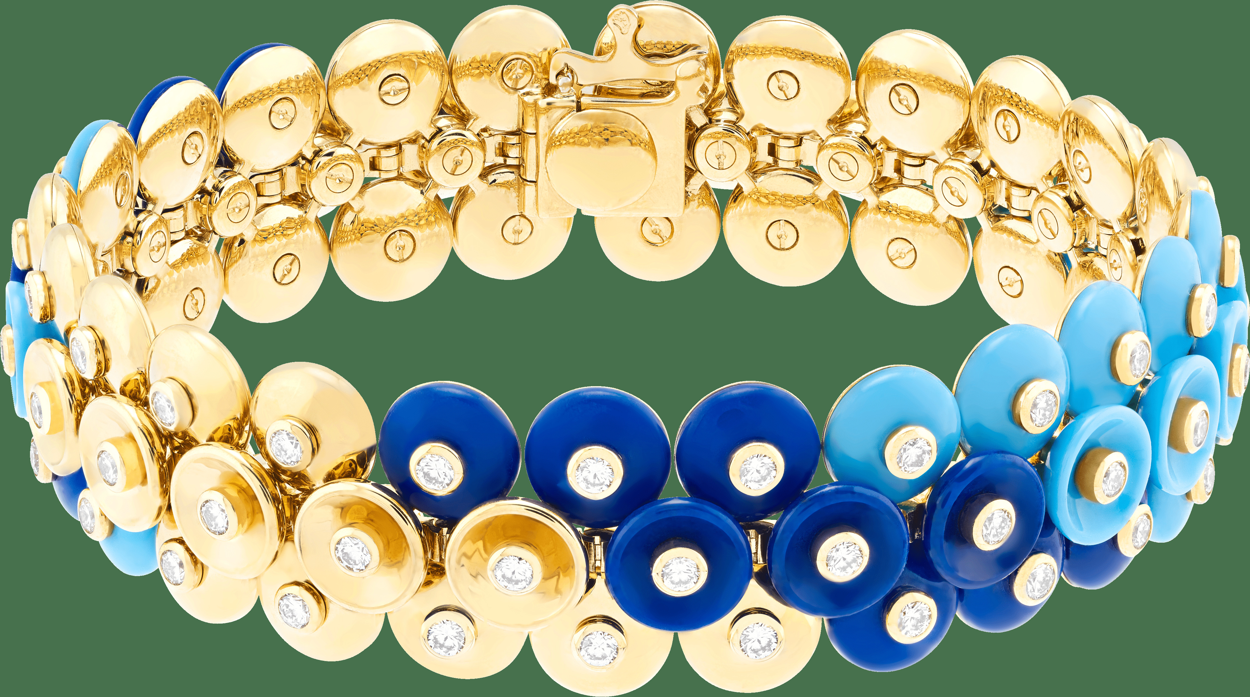 Браслет Bouton d'or, средняя модель, желтое золото, лазурит, бирюза, бриллианты