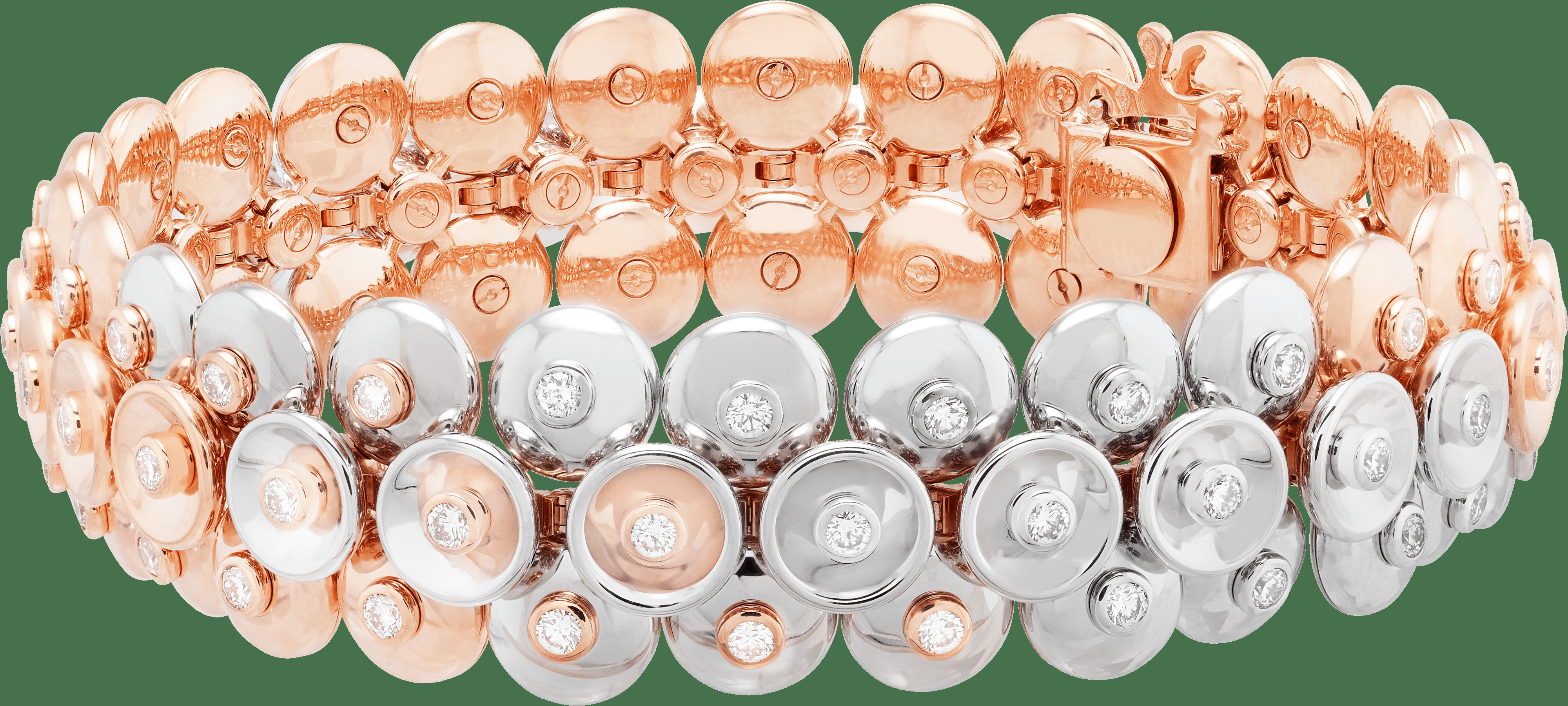 Браслет Bouton d'or, большая модель, розовое и белое золото, бриллианты