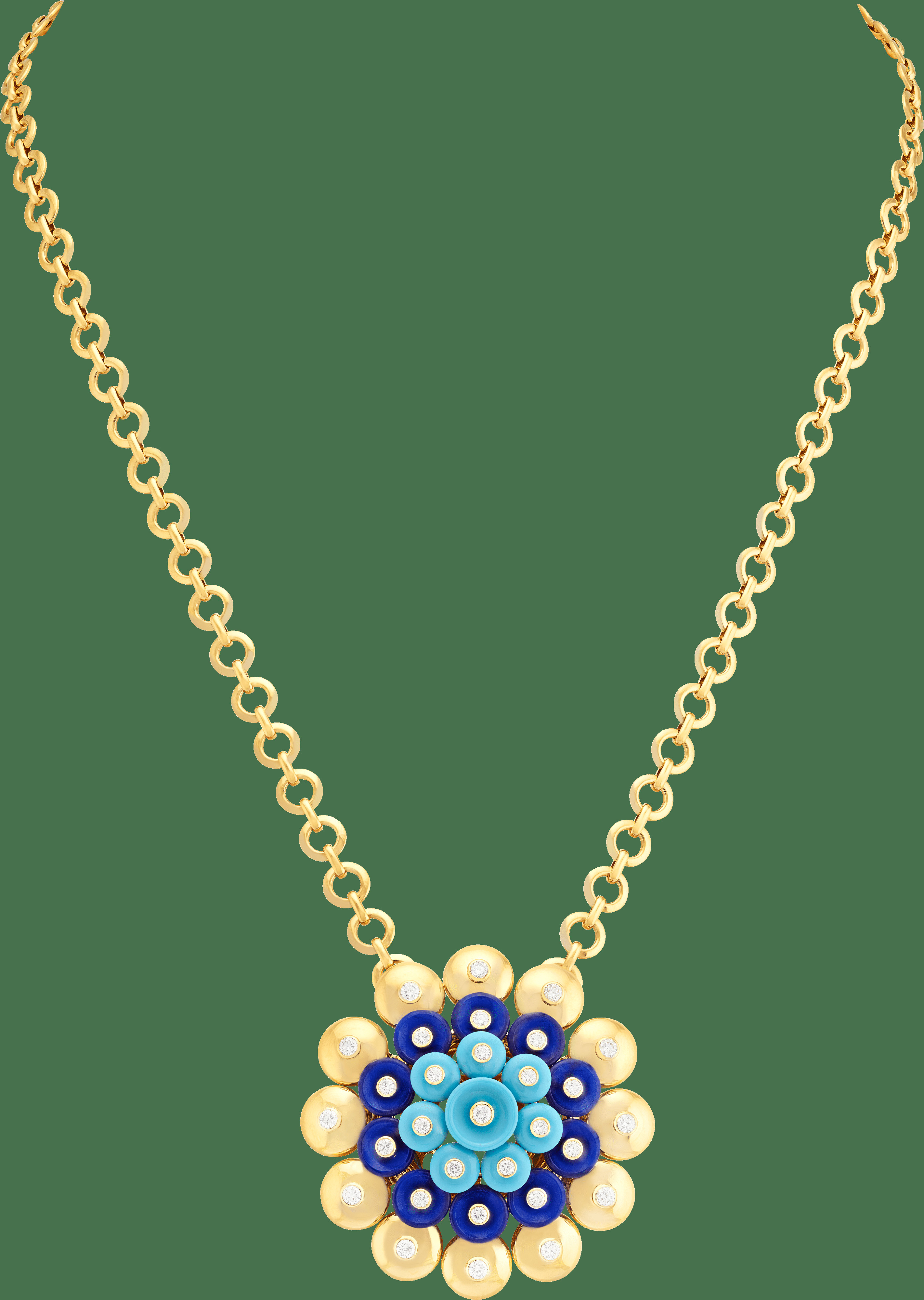 Подвеска Bouton d'or, желтое золото, лазурит, бирюза, бриллианты