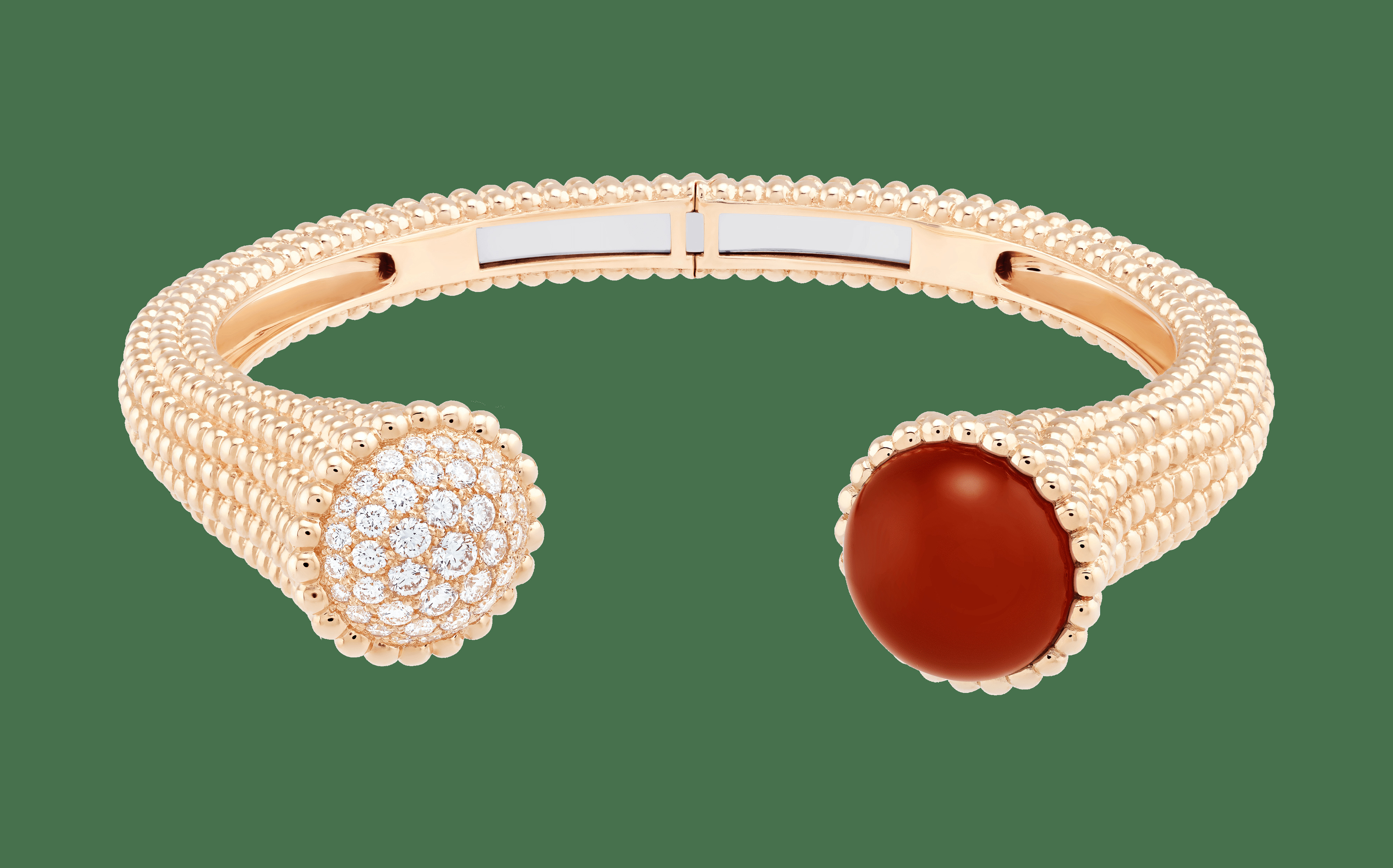 Браслет Perlée couleurs, розовое золото, сердолик, бриллианты, маленькая модель.