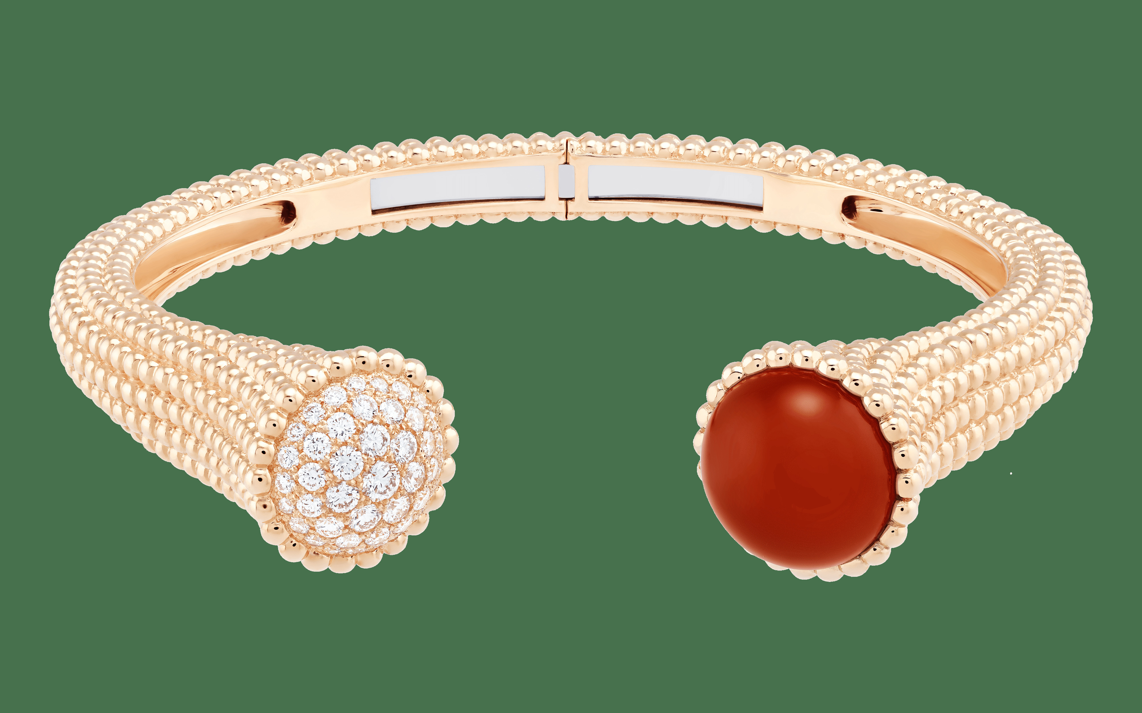 Браслет Perlée couleurs, розовое золото, сердолик, бриллианты, большая модель.