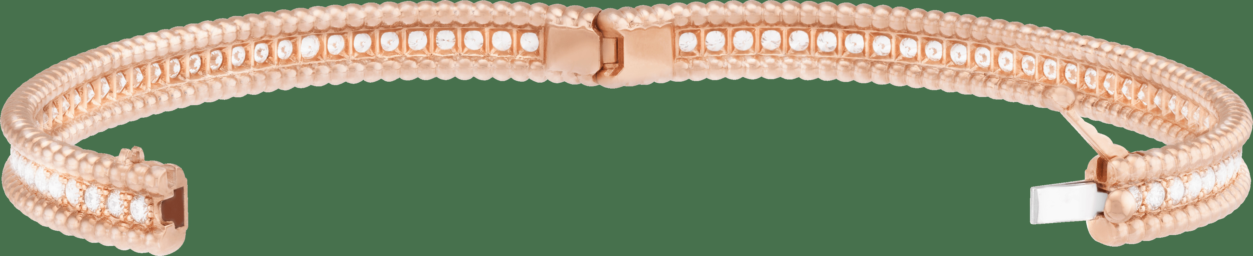 Браслет Perlée diamants бриллиантами, 1 ряд, розовое золото, модель среднего размера.