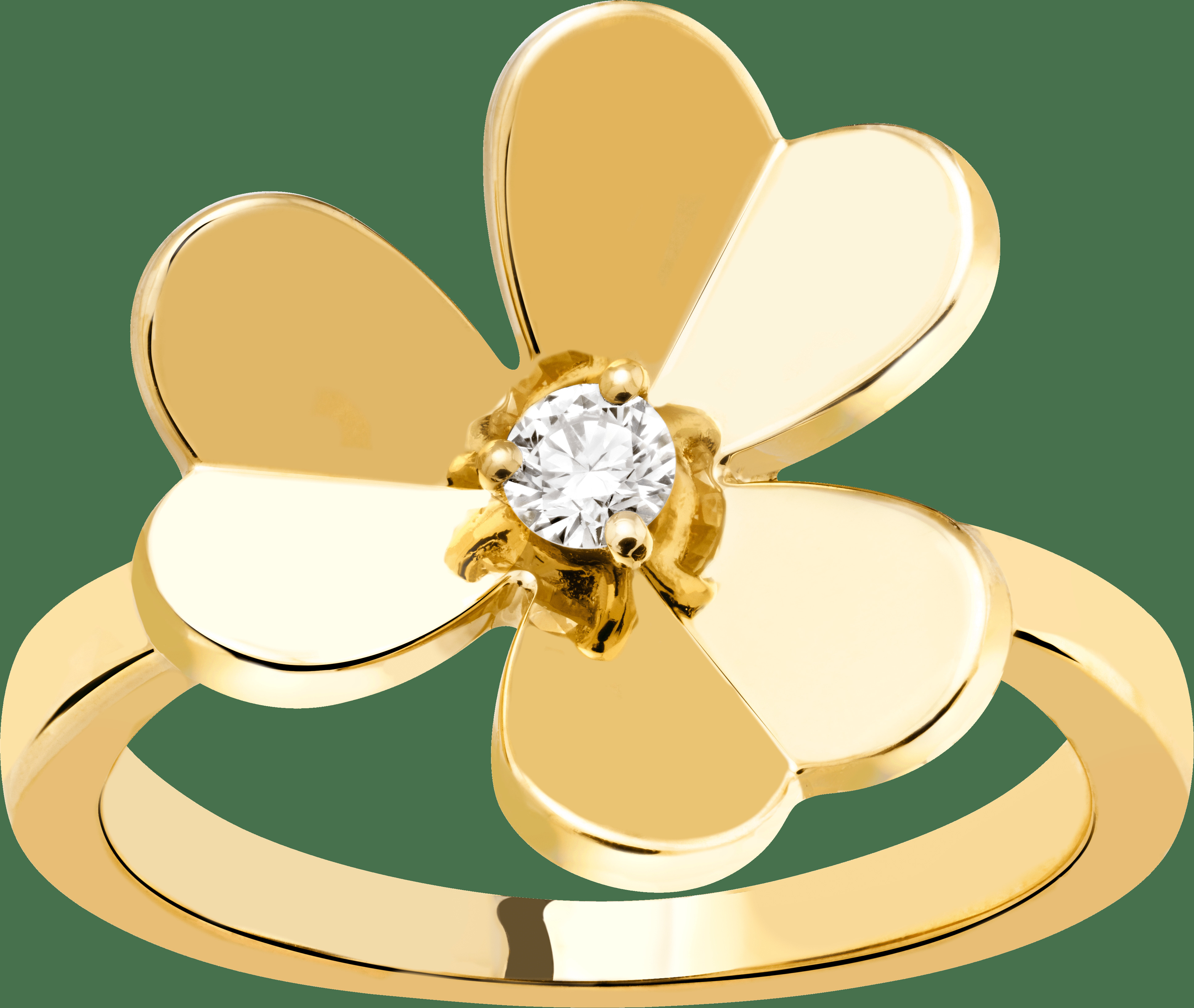 Кольцо Frivole, 1 цветок, маленькая модель, желтое золото, бриллиант
