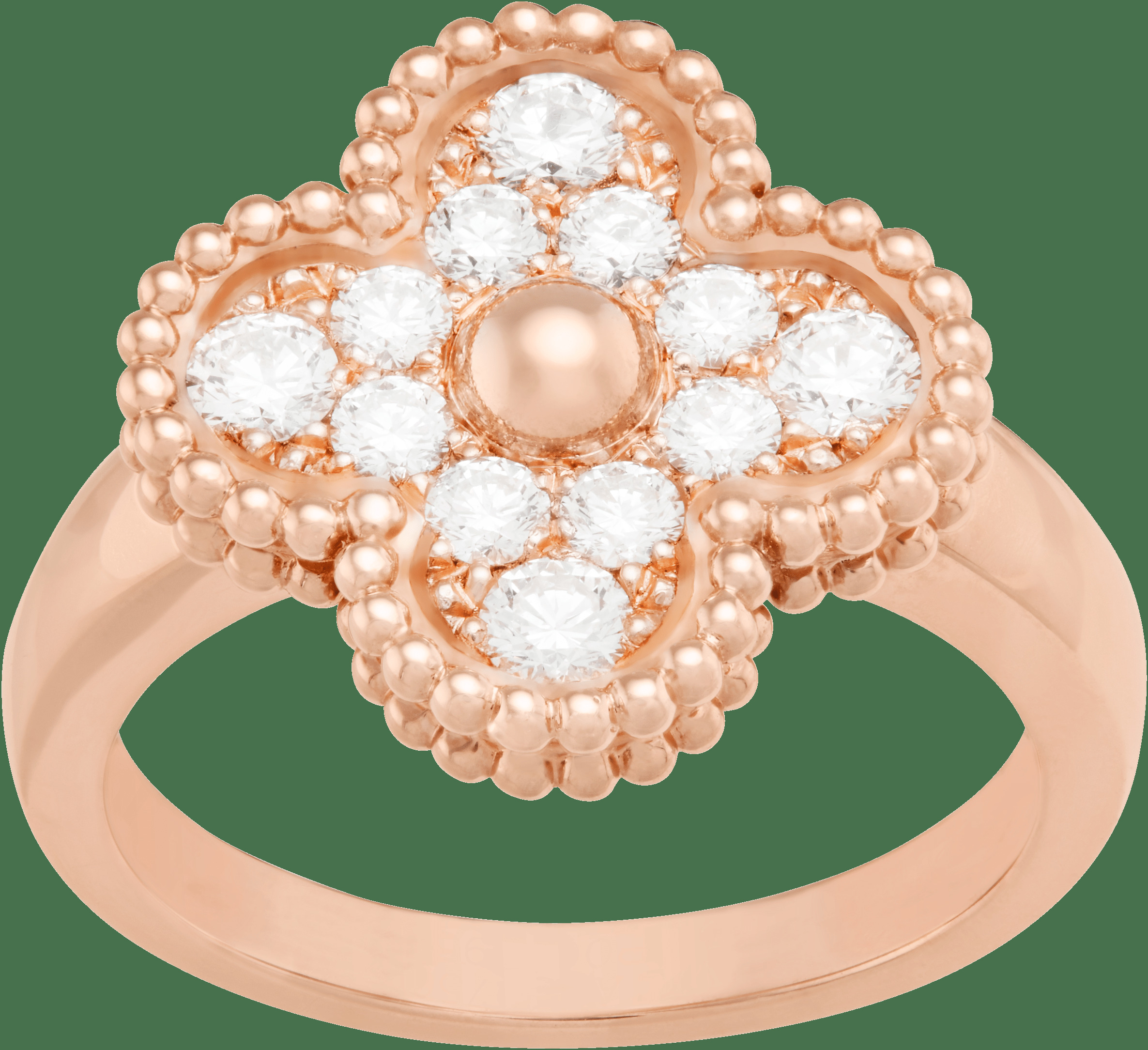 Кольцо Vintage Alhambra, розовое золото, бриллианты.