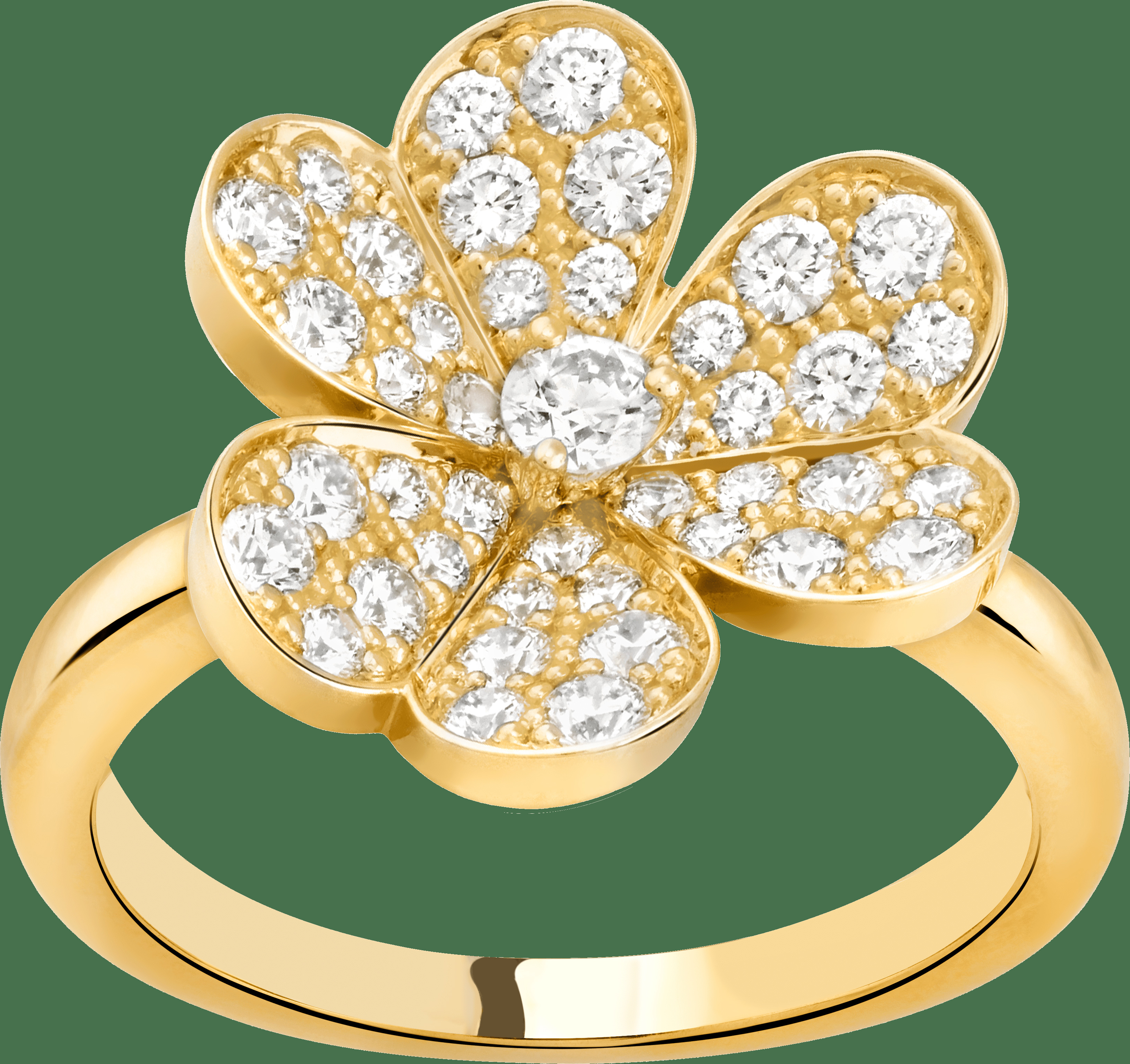 Кольцо Frivole, 1 цветок, маленькая модель, желтое золото, бриллианты