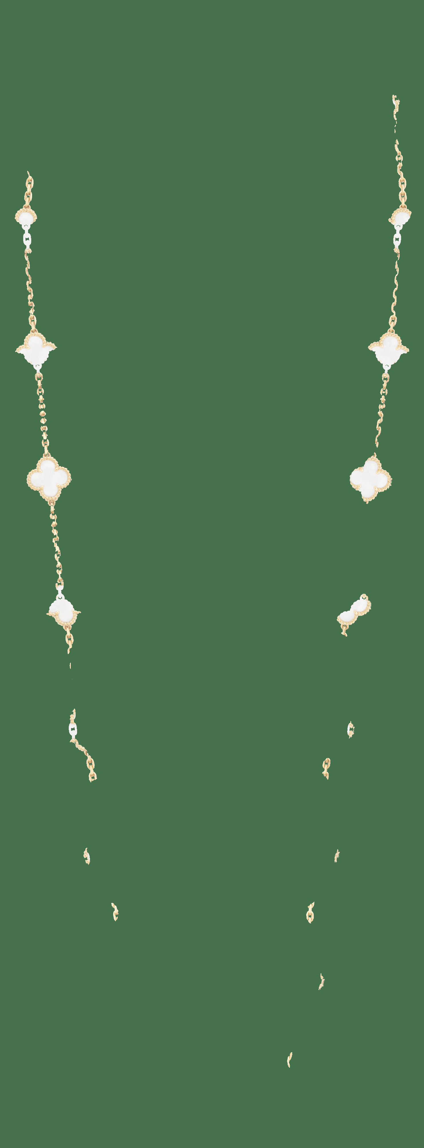 Длинное колье Vintage Alhambra, 20 мотивов, желтое золото, горный хрусталь.