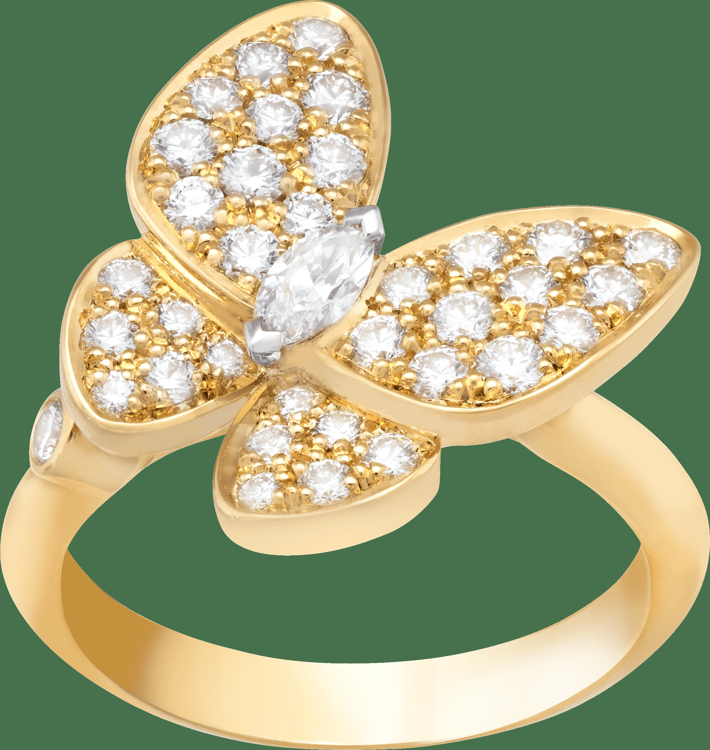Кольцо Two Butterfly, желтое и белое золото, бриллианты