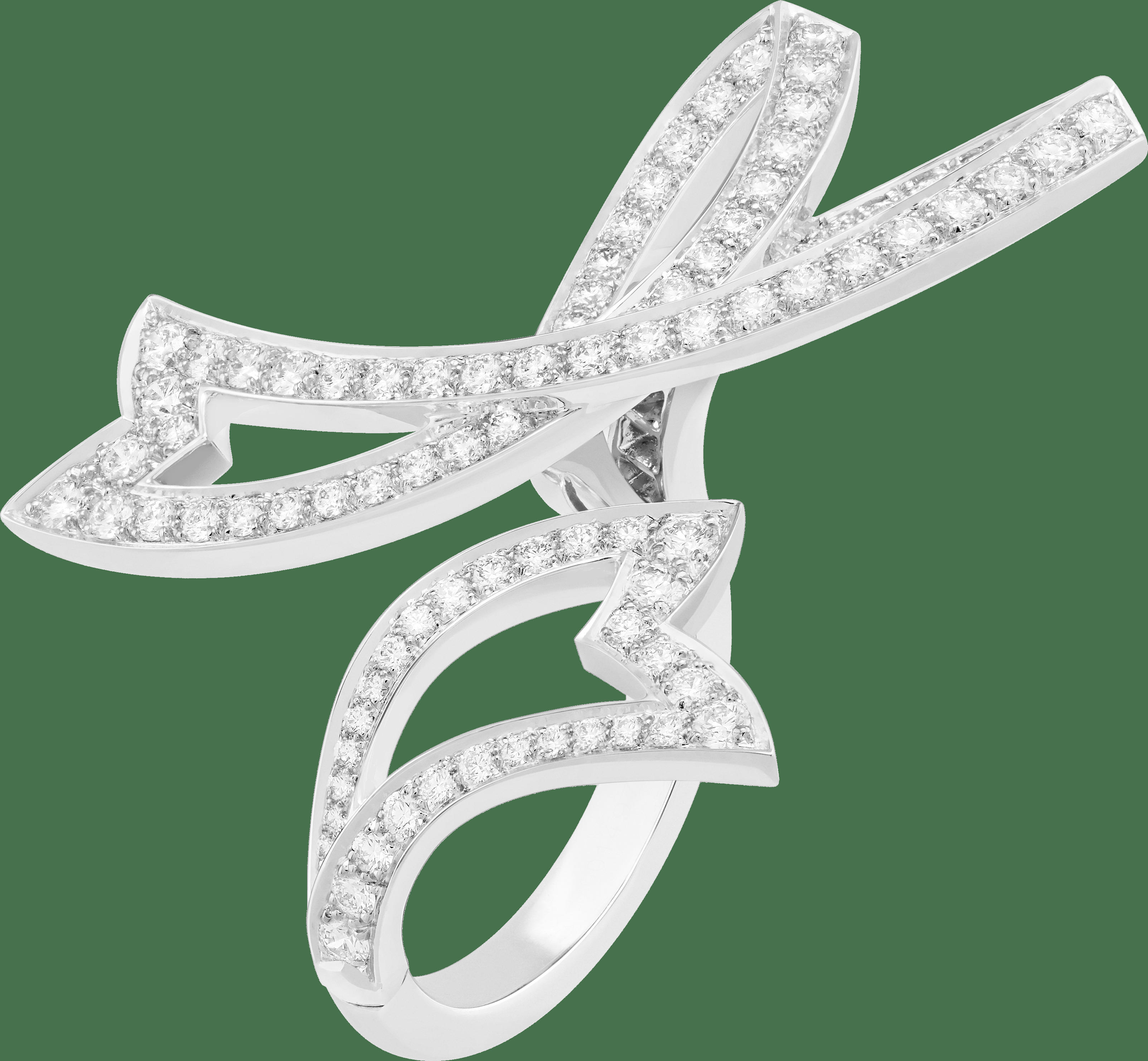 Кольцо на два пальца Contes d’Hiver, белое золото, бриллианты