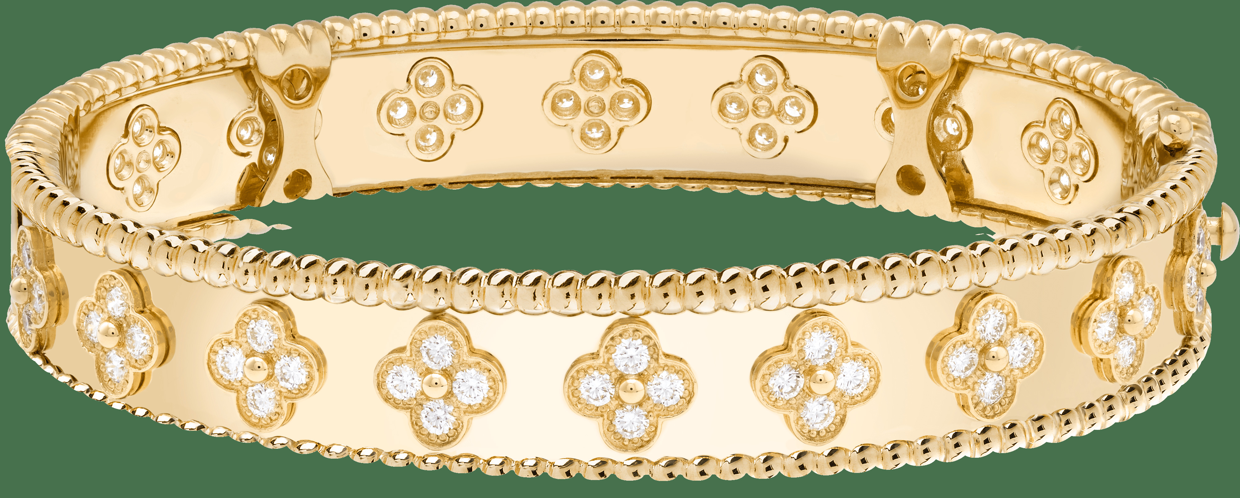 Браслет Perlée Clovers, желтое золото, бриллианты, маленькая модель