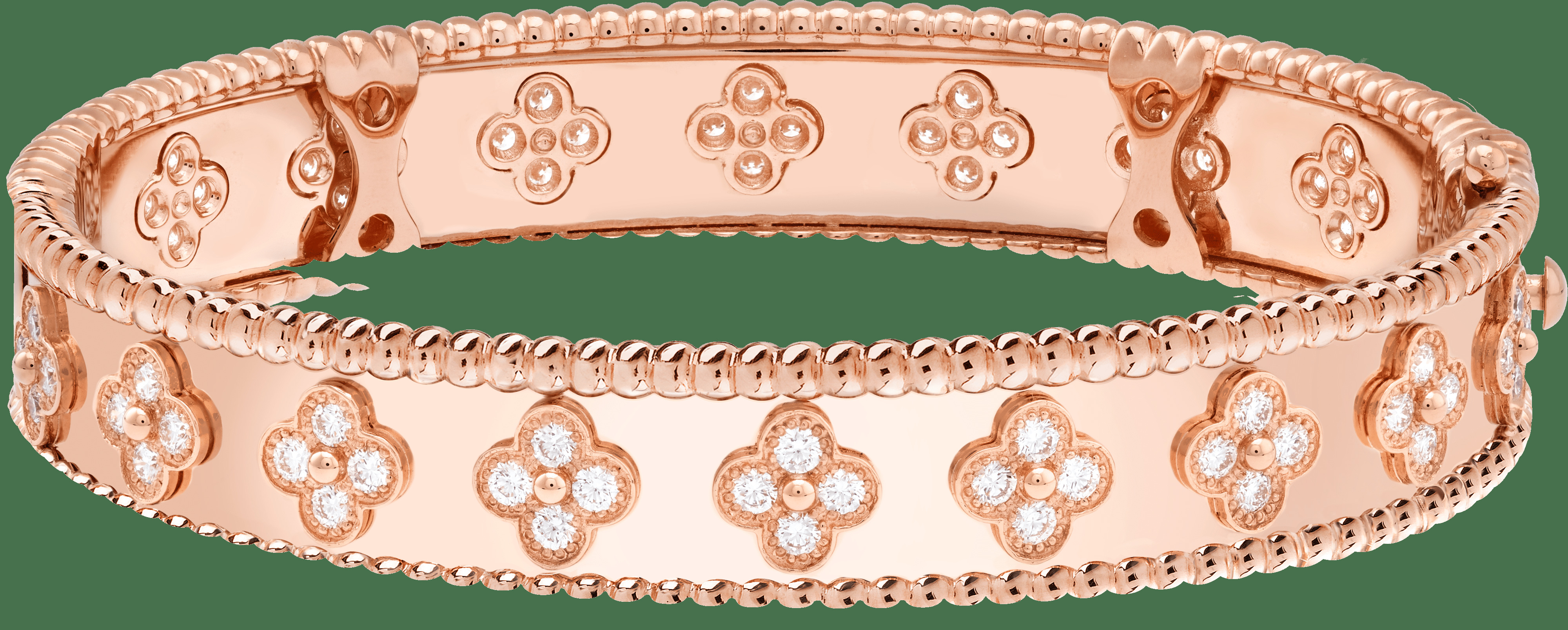 Браслет Perlée Clovers, розовое золото, бриллианты, маленькая модель