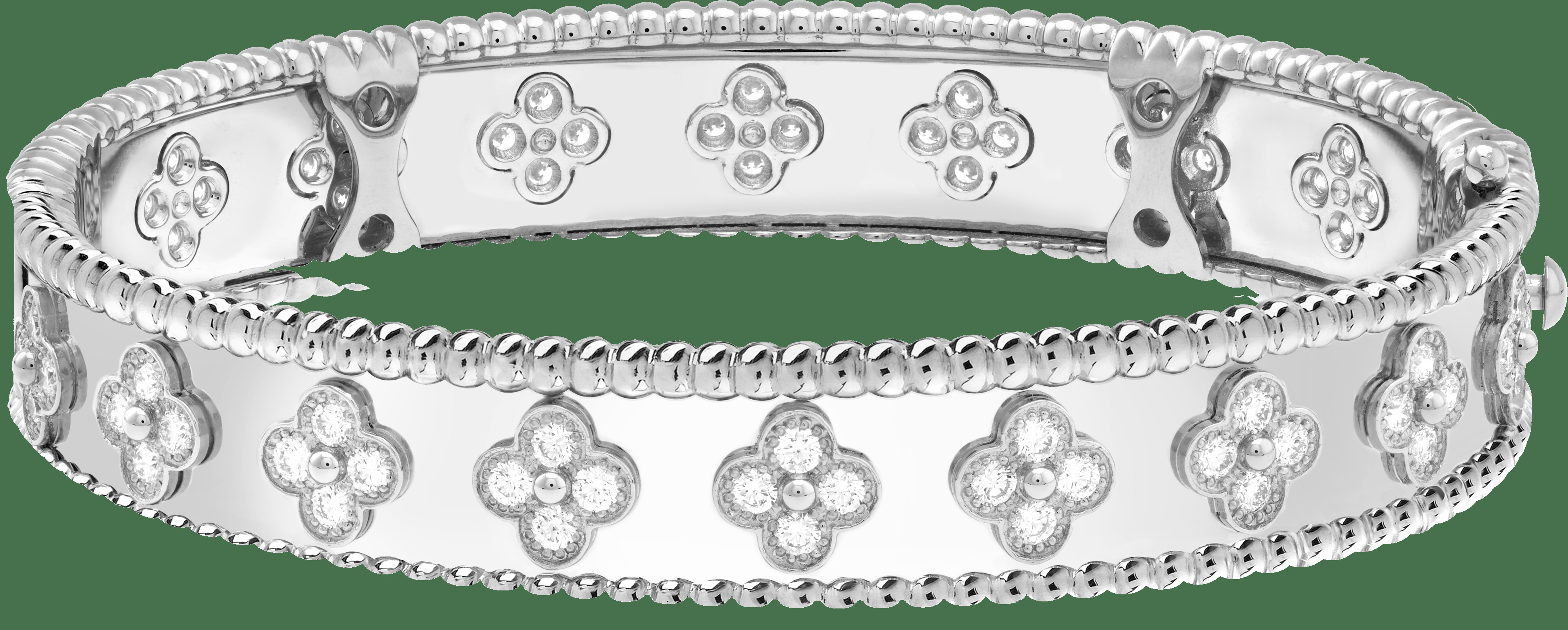 Браслет Perlée Clovers, белое золото, бриллианты, маленькая модель