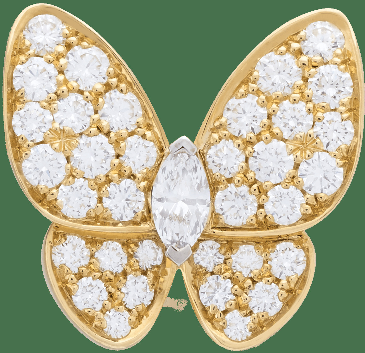 Серьга Two Butterfly, желтое и белое золото, бриллианты