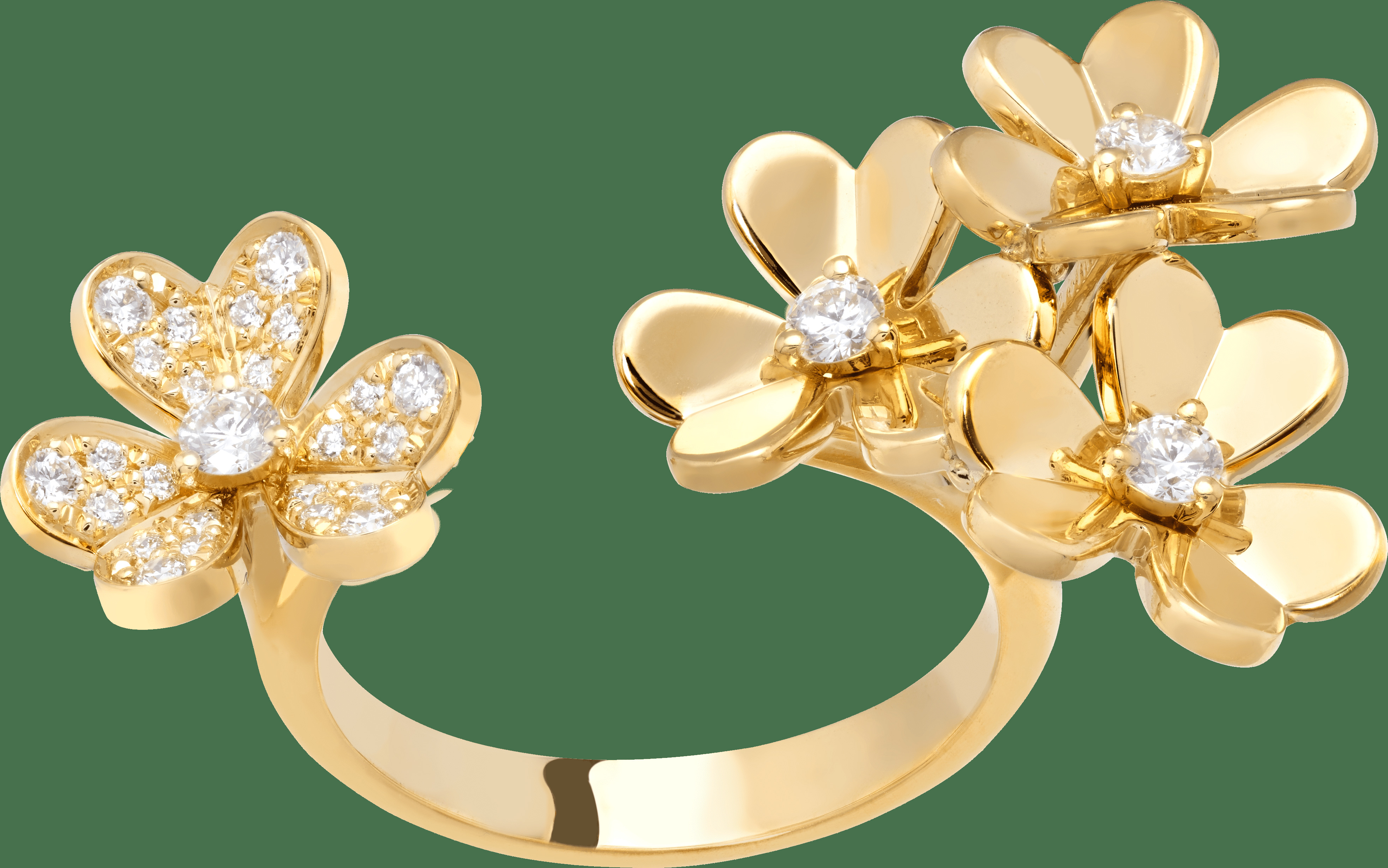 Кольцо на два пальца Frivole, желтое золото, бриллианты