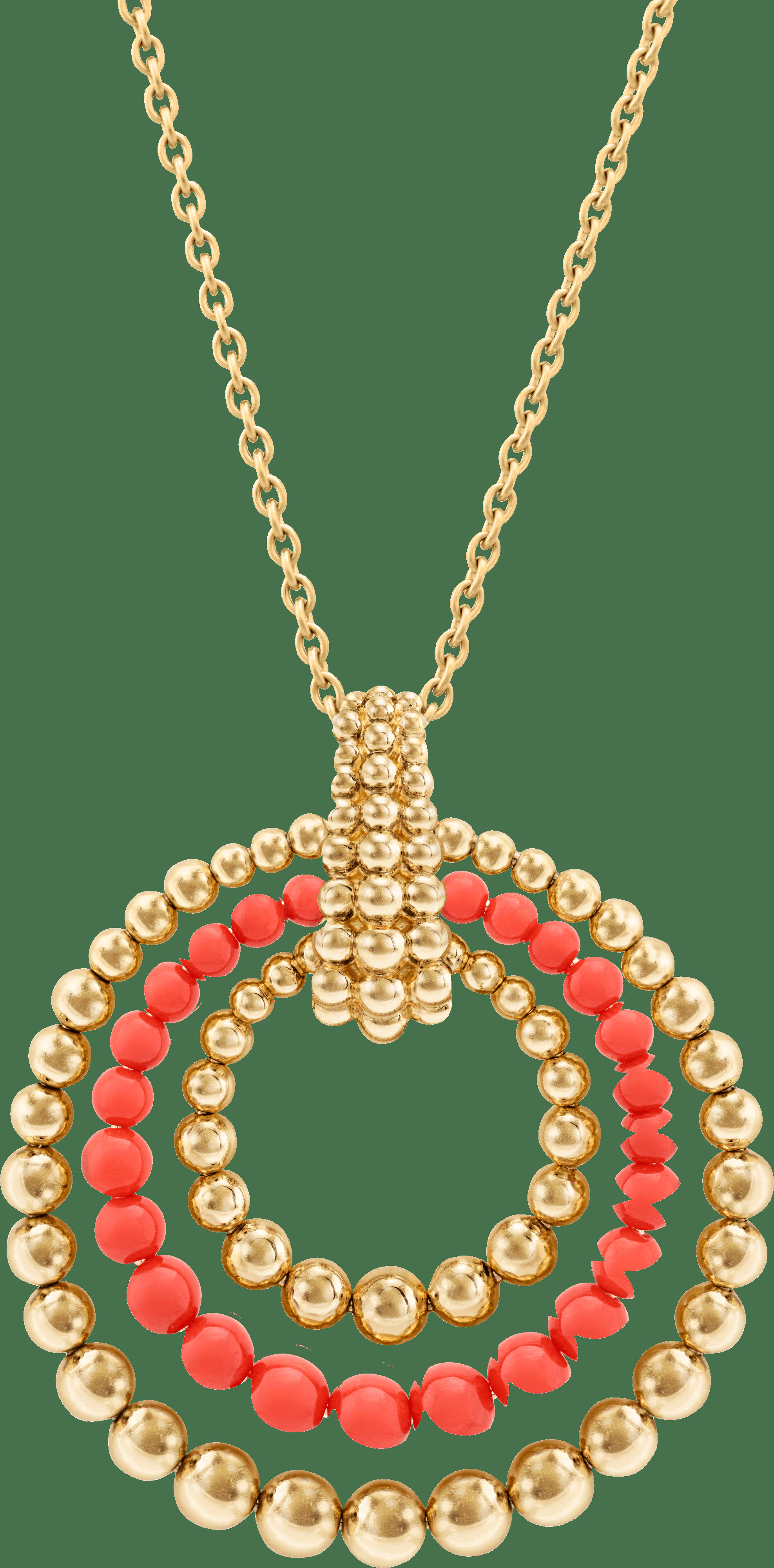 Трансформируемое длинное колье Perlée Couleurs, желтое золото, коралл, оникс, бирюза