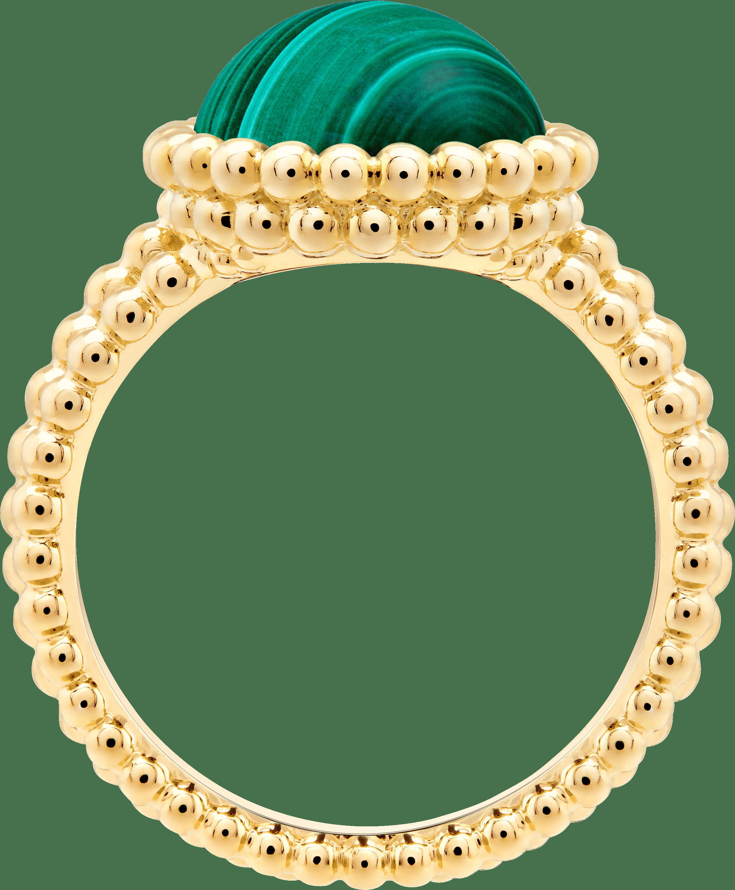 Кольцо Perlée Couleurs, желтое золото, малахит