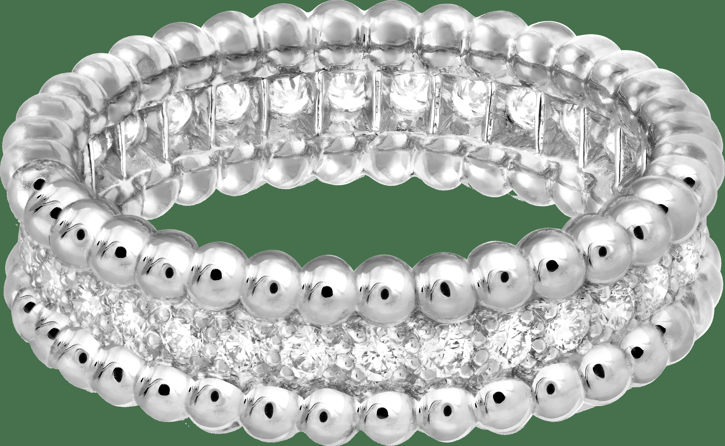 Кольцо Perlée Diamants, 1 ряд, белое золото, бриллианты