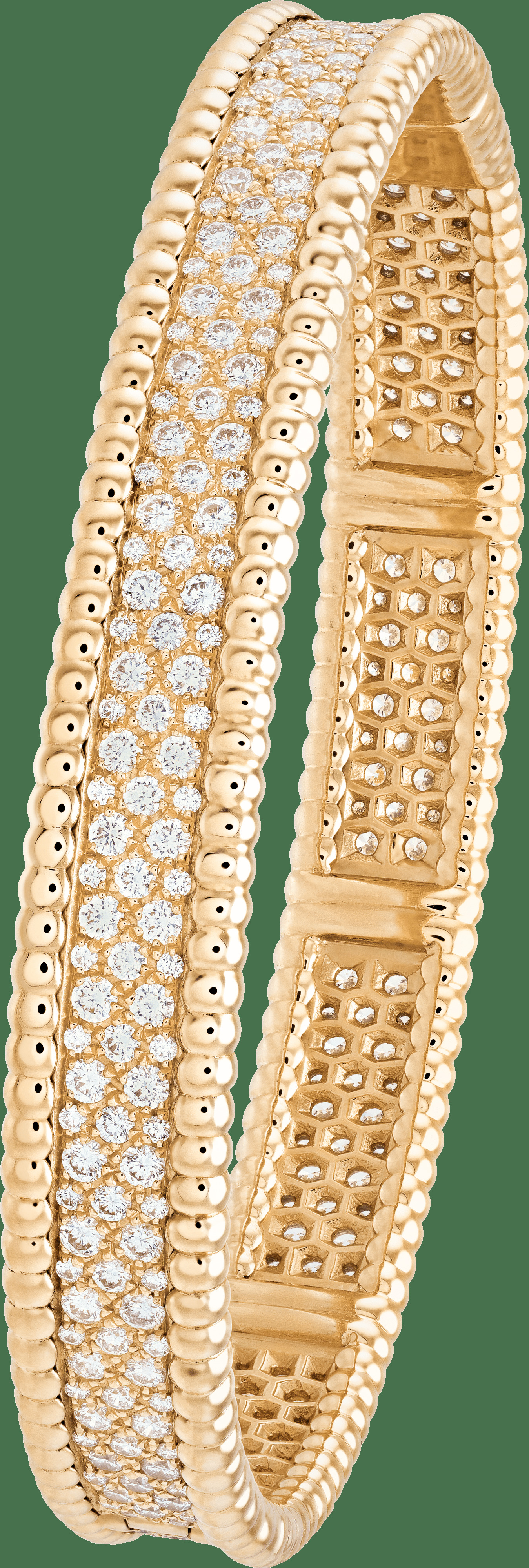 Браслет Perlée diamants, 3 ряда, желтое золото, бриллианты, маленькая модель.