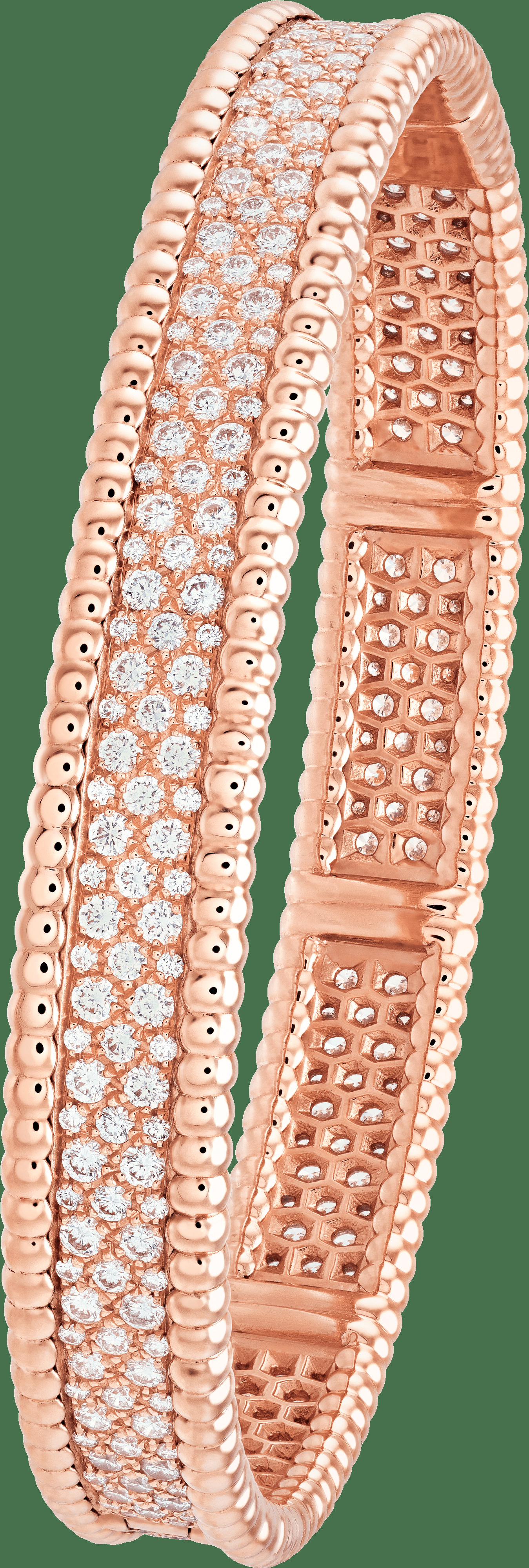 Браслет Perlée diamants, 3 ряда, розовое золото, бриллианты, маленькая модель.