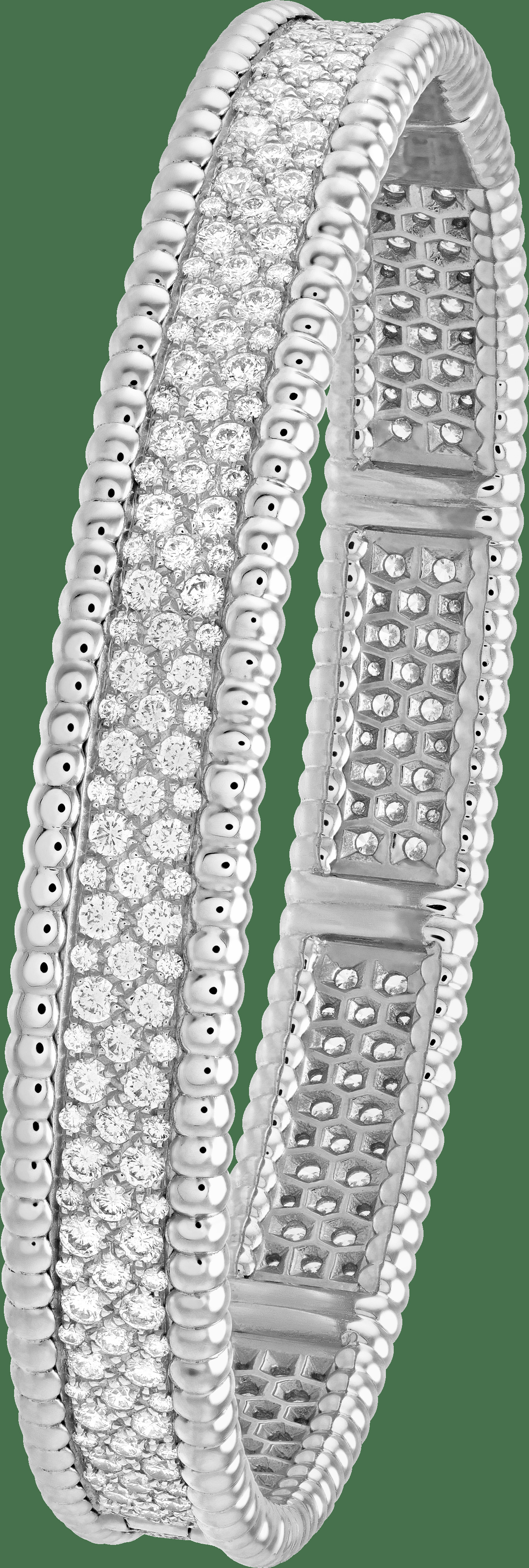 Браслет Perlée diamants, 3 ряда, белое золото, бриллианты, маленькая модель.