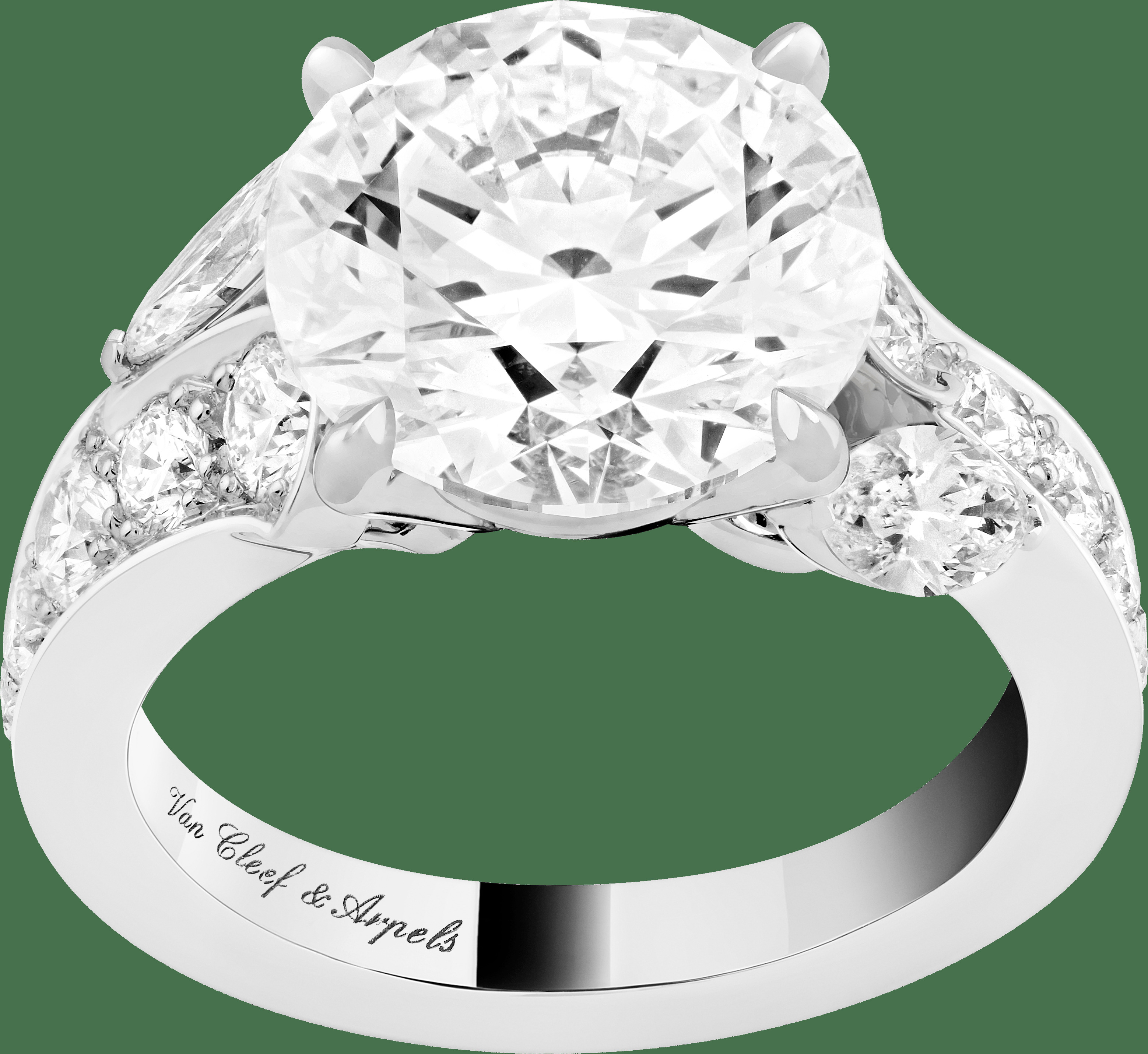 Кольцо-солитер Jasmin, платина, бриллианты круглой огранки и огранки «маркиза», бриллиант круглой огранки 5,02 карата, DIF