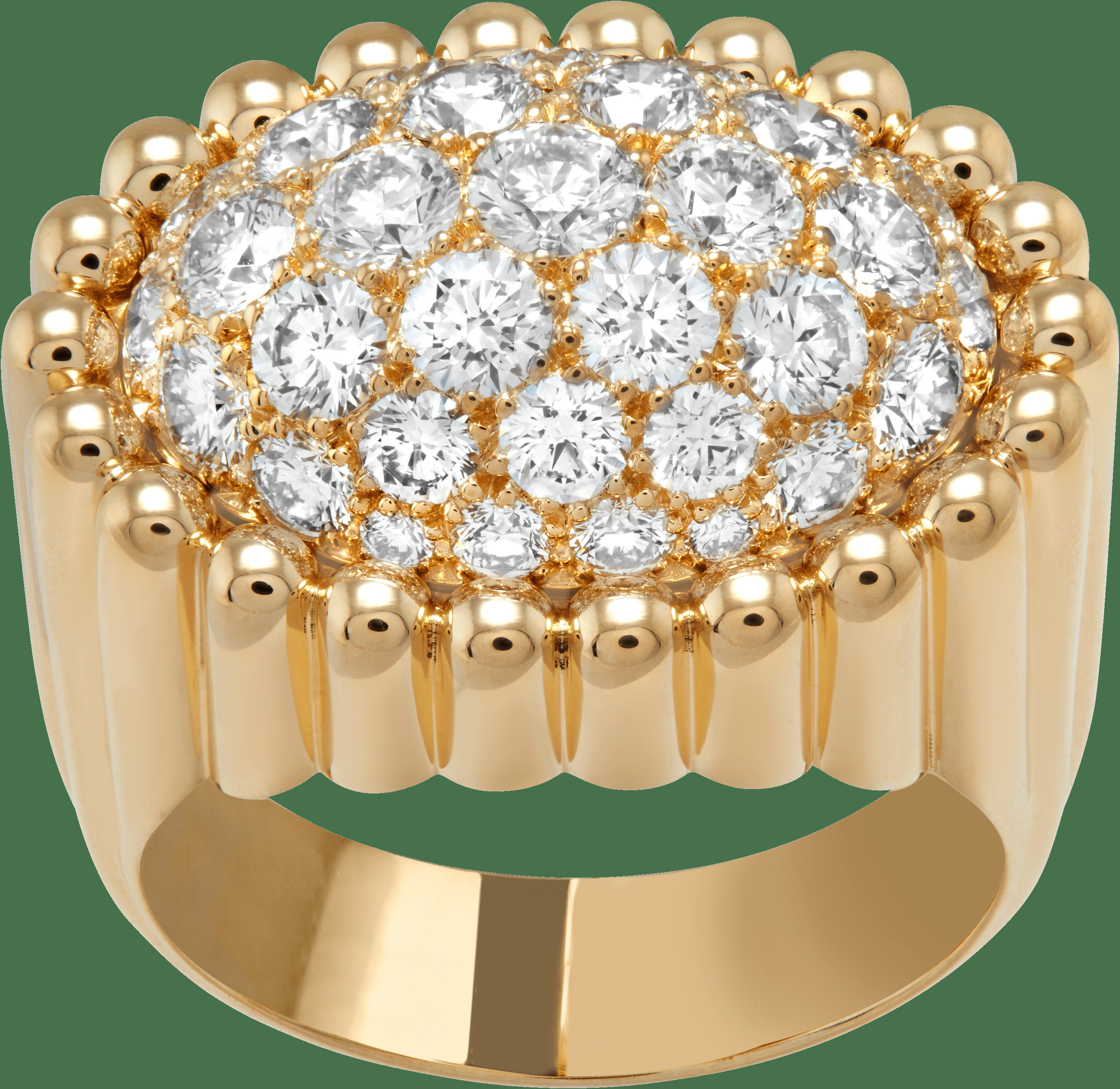 Кольцо Perlée, бриллиантовое паве, желтое золото, бриллианты