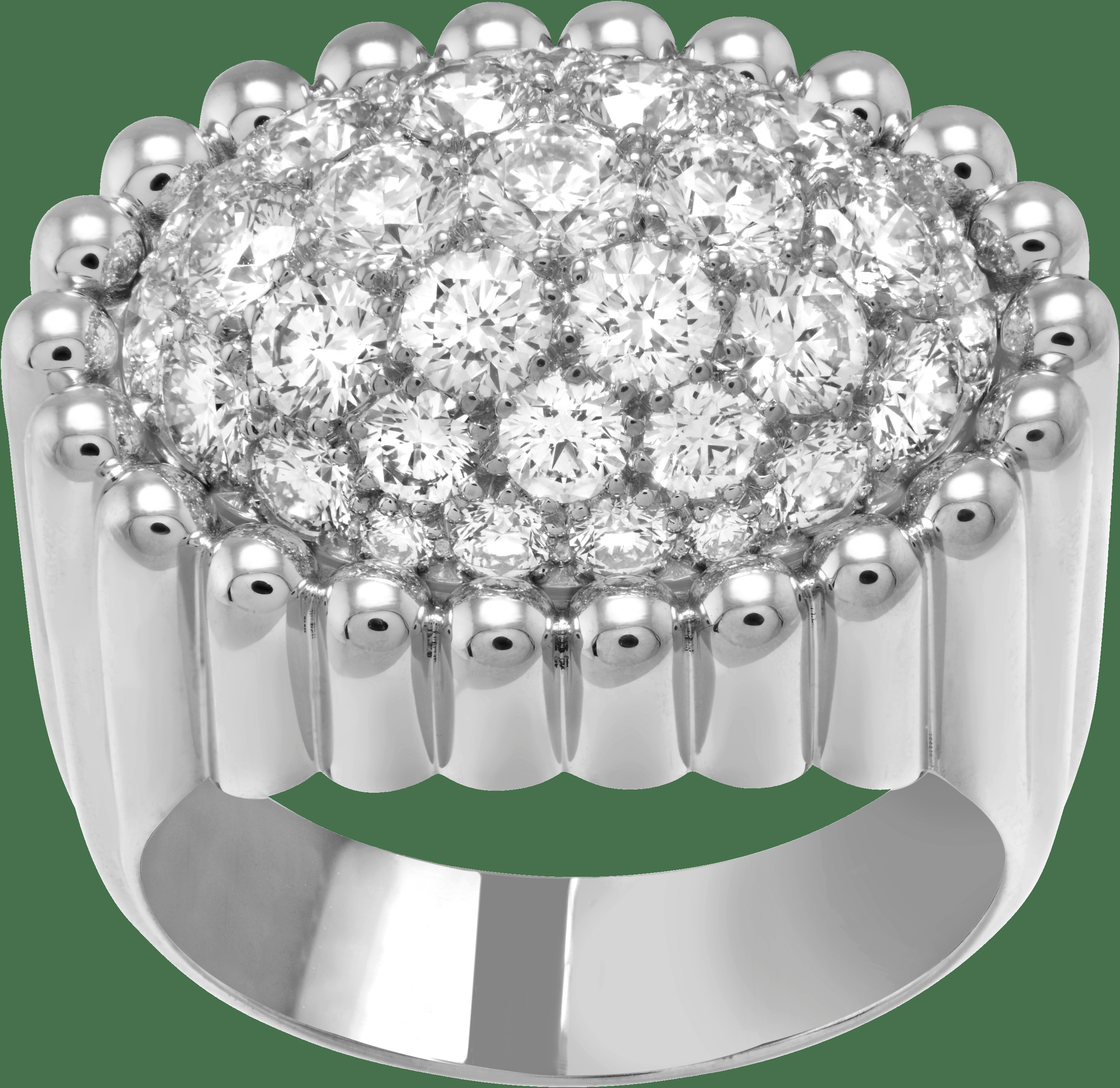 Кольцо Perlée, бриллиантовое паве, белое золото, бриллианты