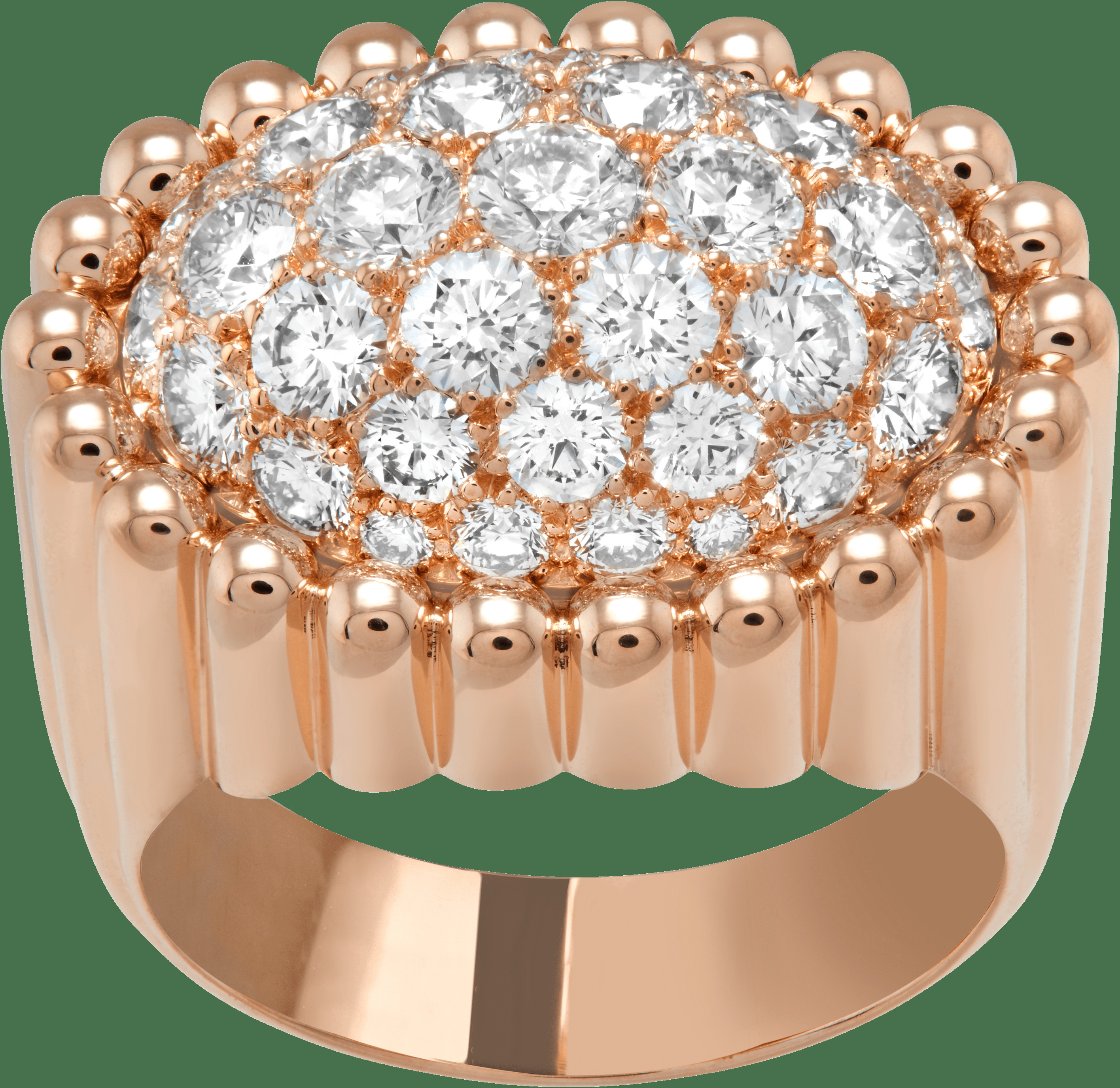 Кольцо Perlée, бриллиантовое паве, розовое золото, бриллианты