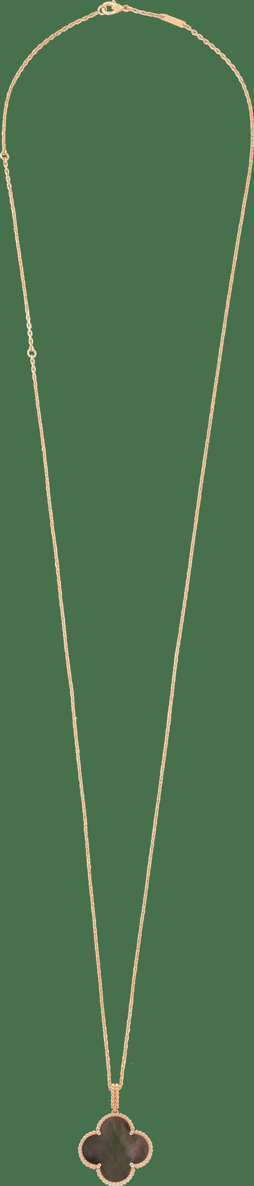 Длинное колье Magic Alhambra, 1 мотив, розовое золото, серый перламутр