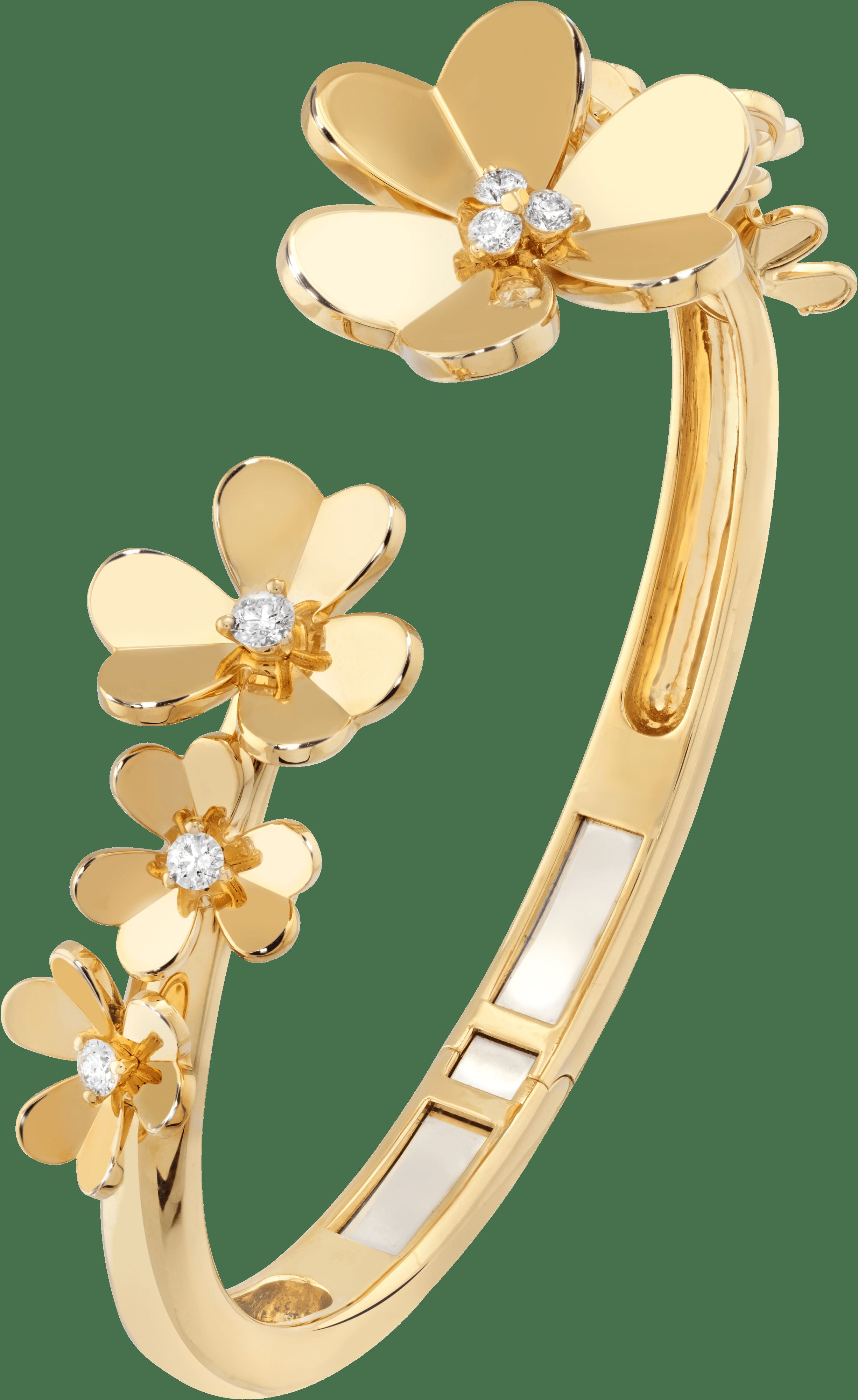 Браслет Frivole, модель среднего размера, 7 цветков, желтое золото, бриллианты.