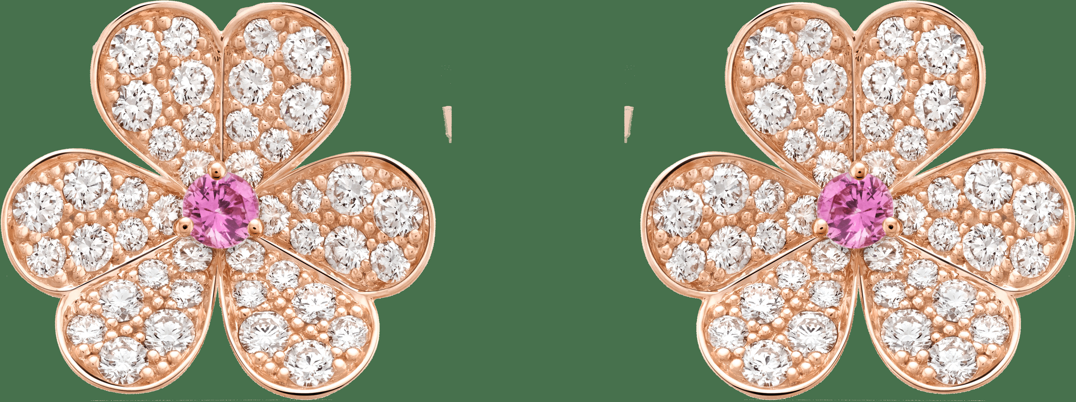 Серьги Frivole, маленькая модель, розовое золото, розовые сапфиры, бриллианты
