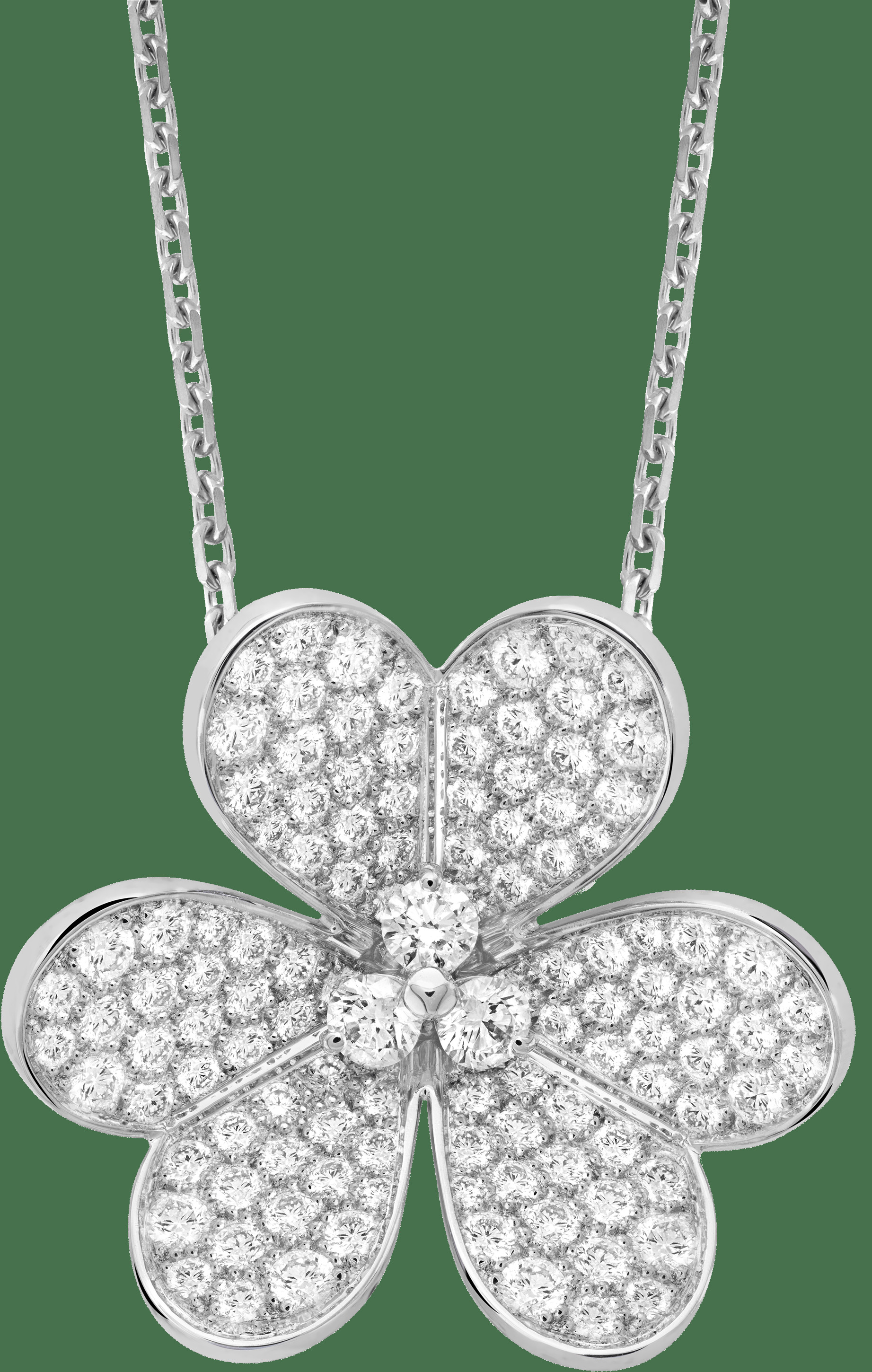 Брошь-подвеска Frivole, большая модель, белое золото, бриллианты