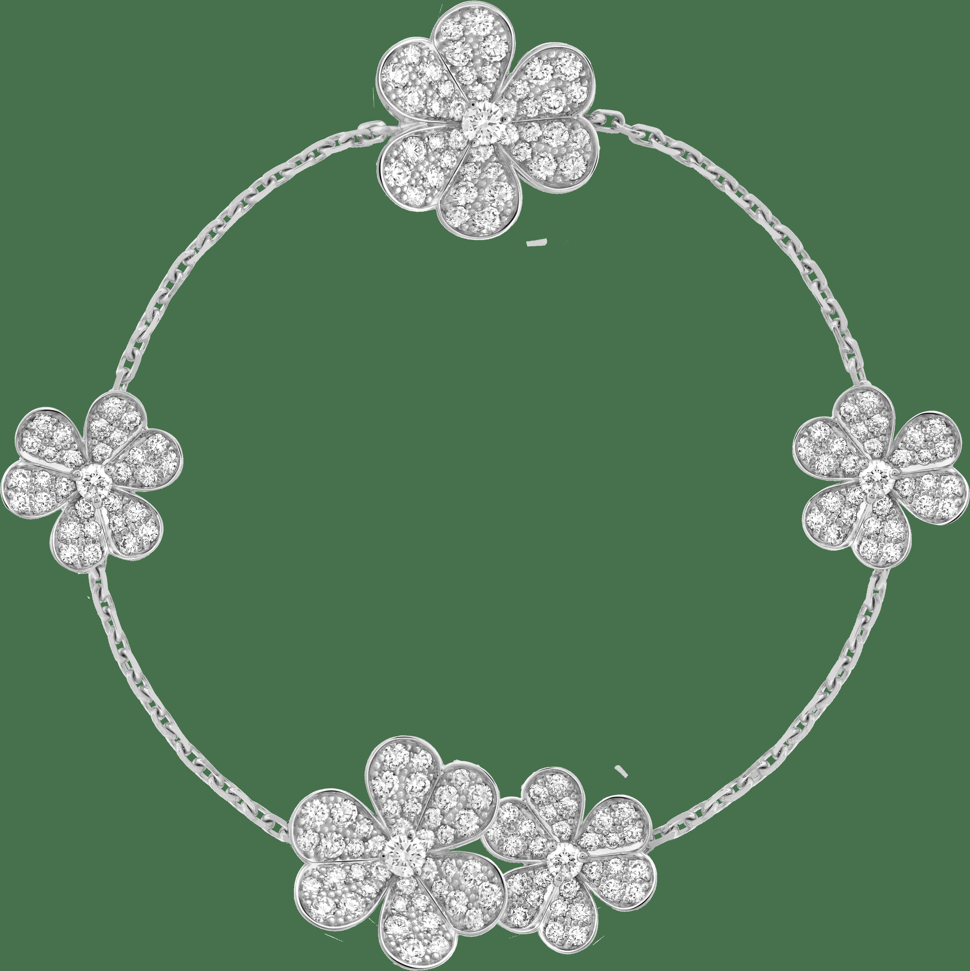 Браслет Frivole, 5 цветков, белое золото, бриллианты