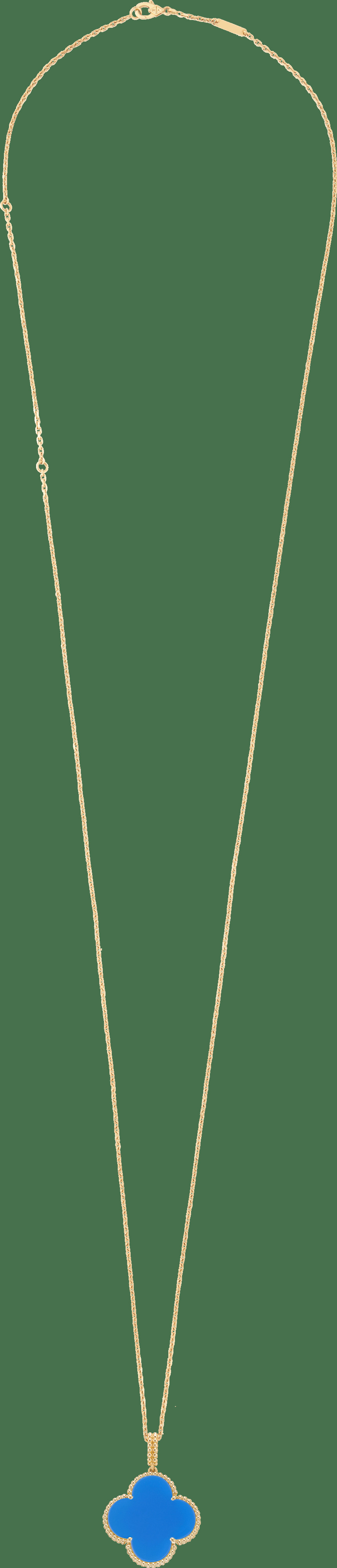 Длинное колье Magic Alhambra, 1 мотив, желтое золото, синий агат