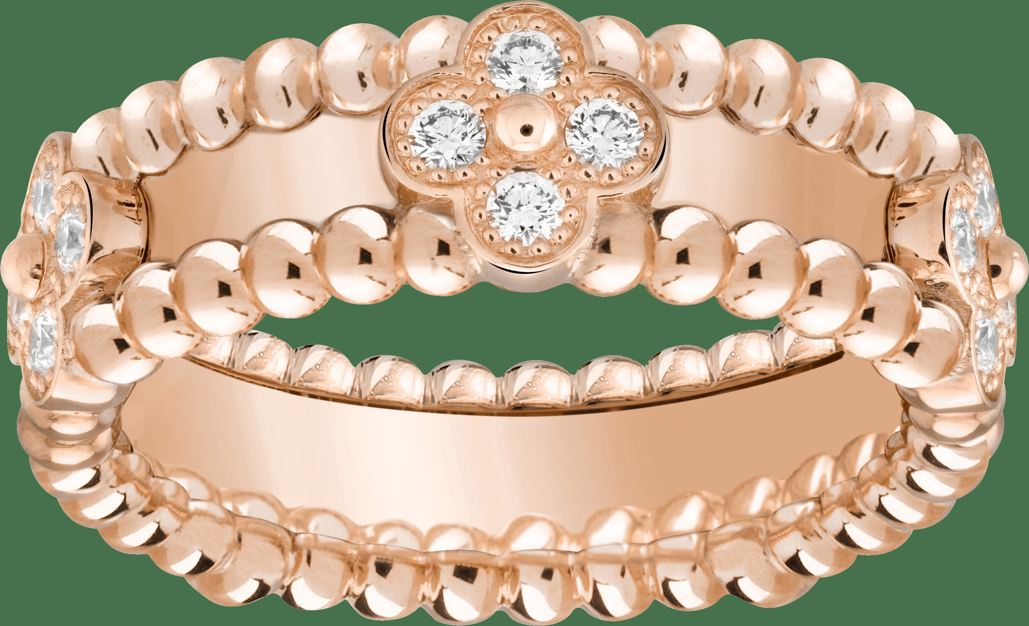 Кольцо Perlée Sweet Clovers, розовое золото, бриллианты