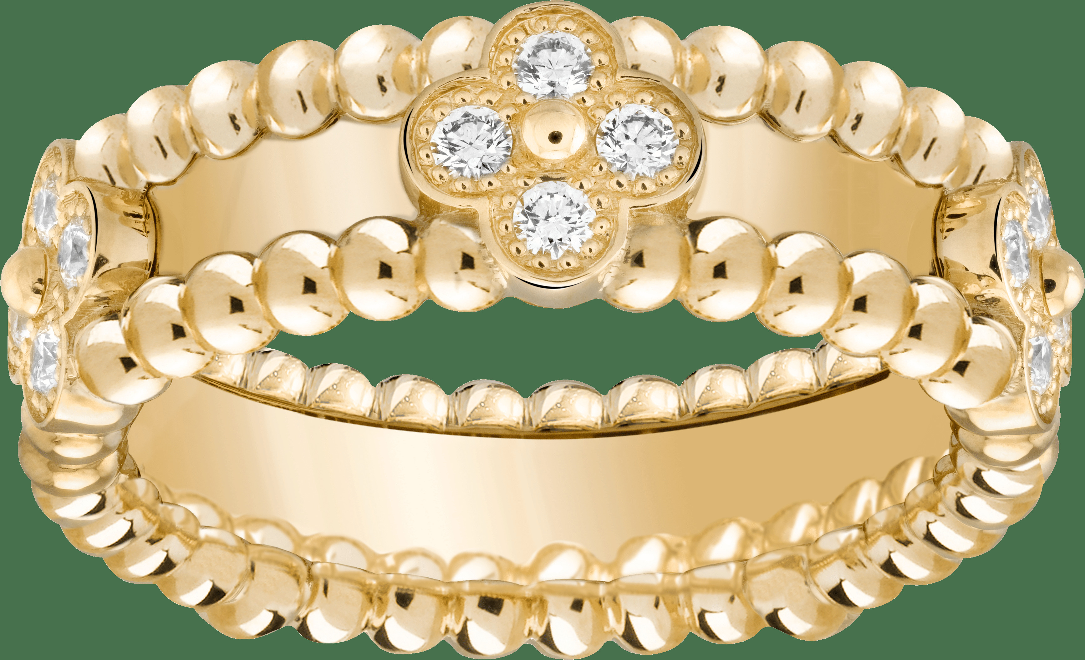 Кольцо Perlée Sweet Clovers, желтое золото, бриллианты