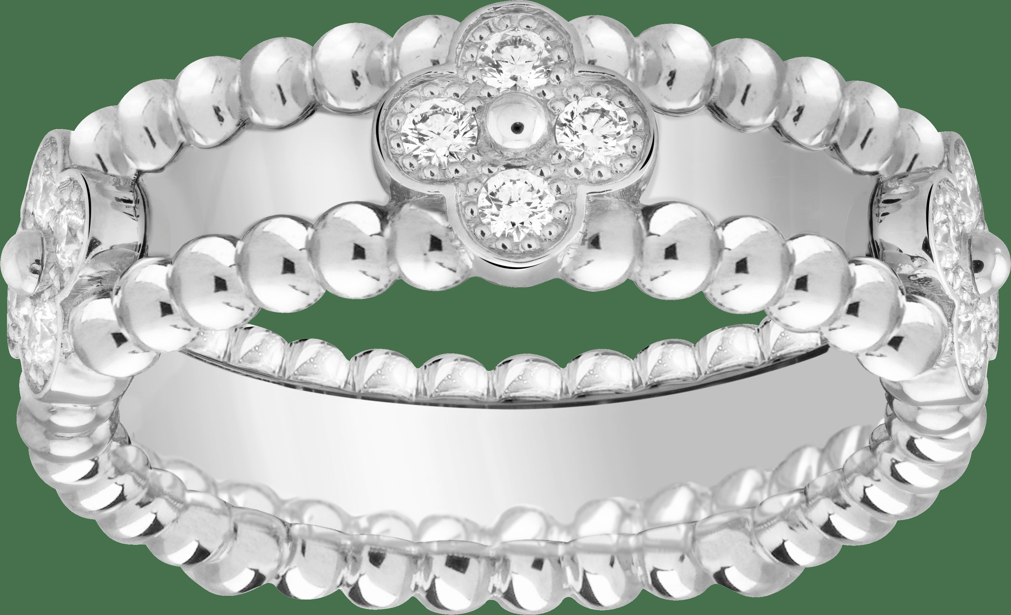 Кольцо Perlée Sweet Clovers, белое золото, бриллианты