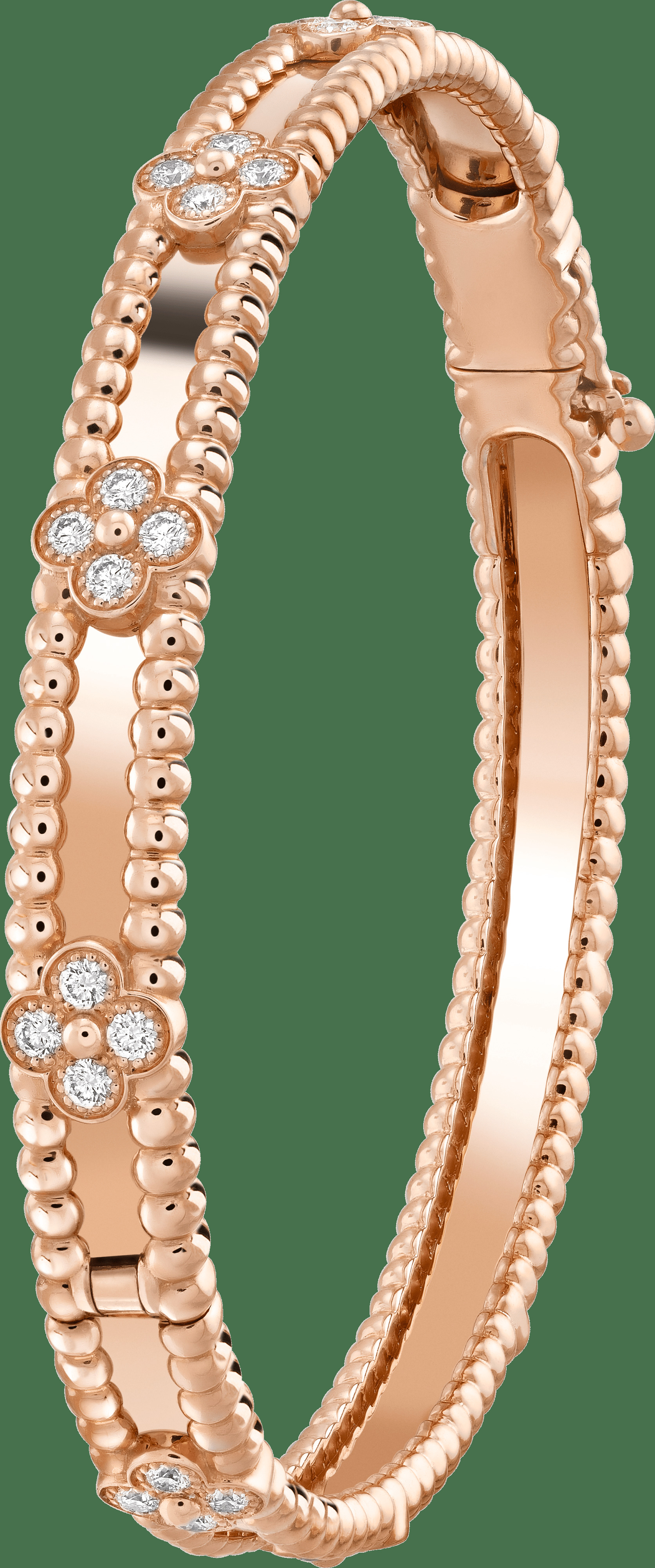 Браслет Perlée Sweet Clovers, розовое золото, бриллианты круглой огранки, маленькая модель