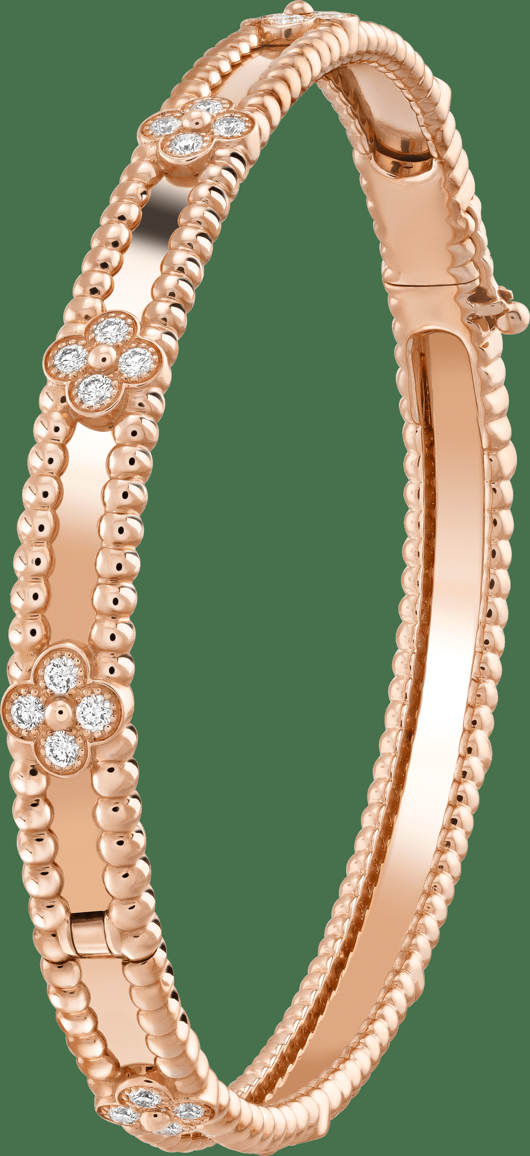 Браслет Perlée Sweet Clovers, розовое золото, бриллианты, модель среднего размера