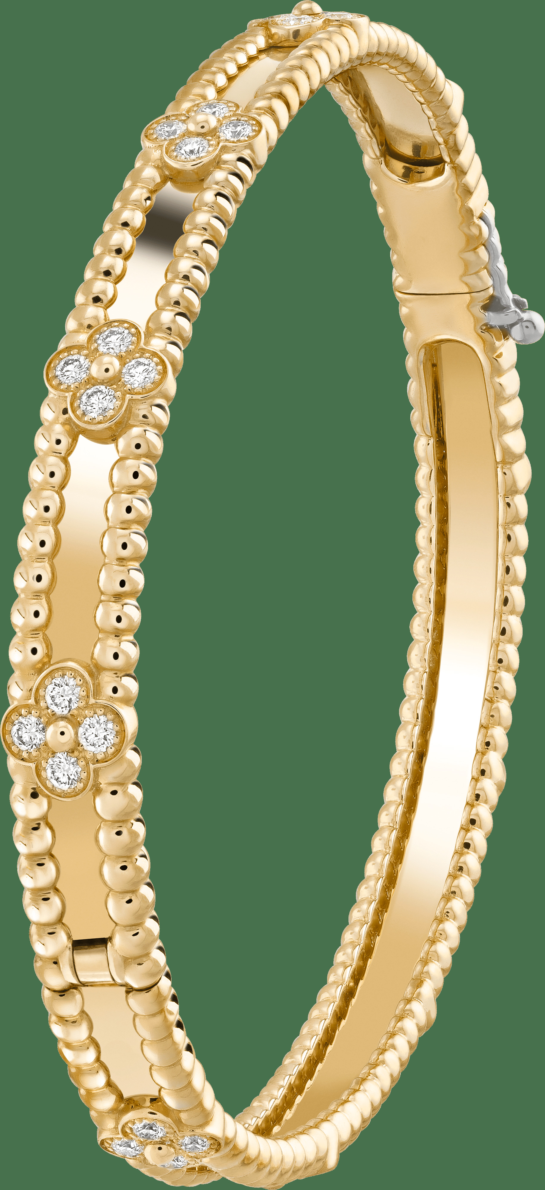 Браслет Perlée Sweet Clovers, желтое золото, бриллианты, модель среднего размера