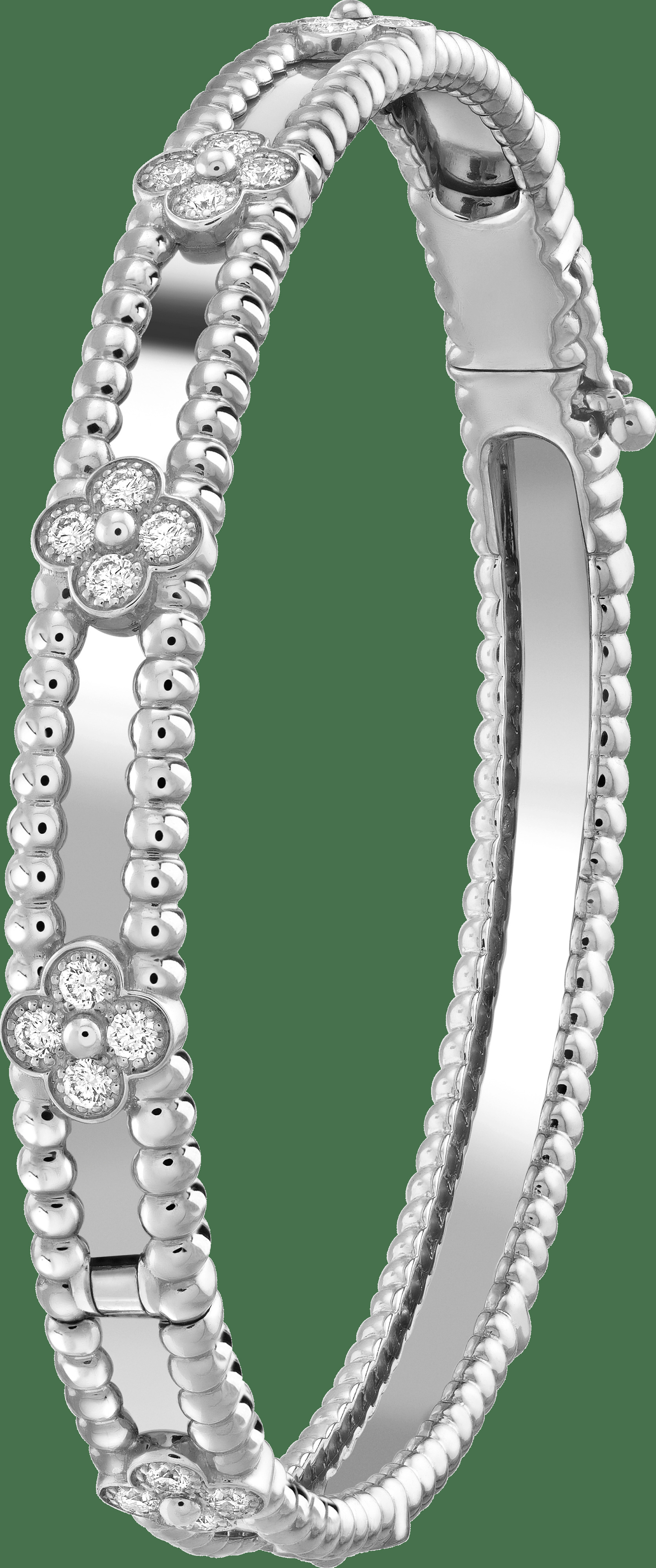 Браслет Perlée Sweet Clovers, белое золото, бриллианты, маленькая модель