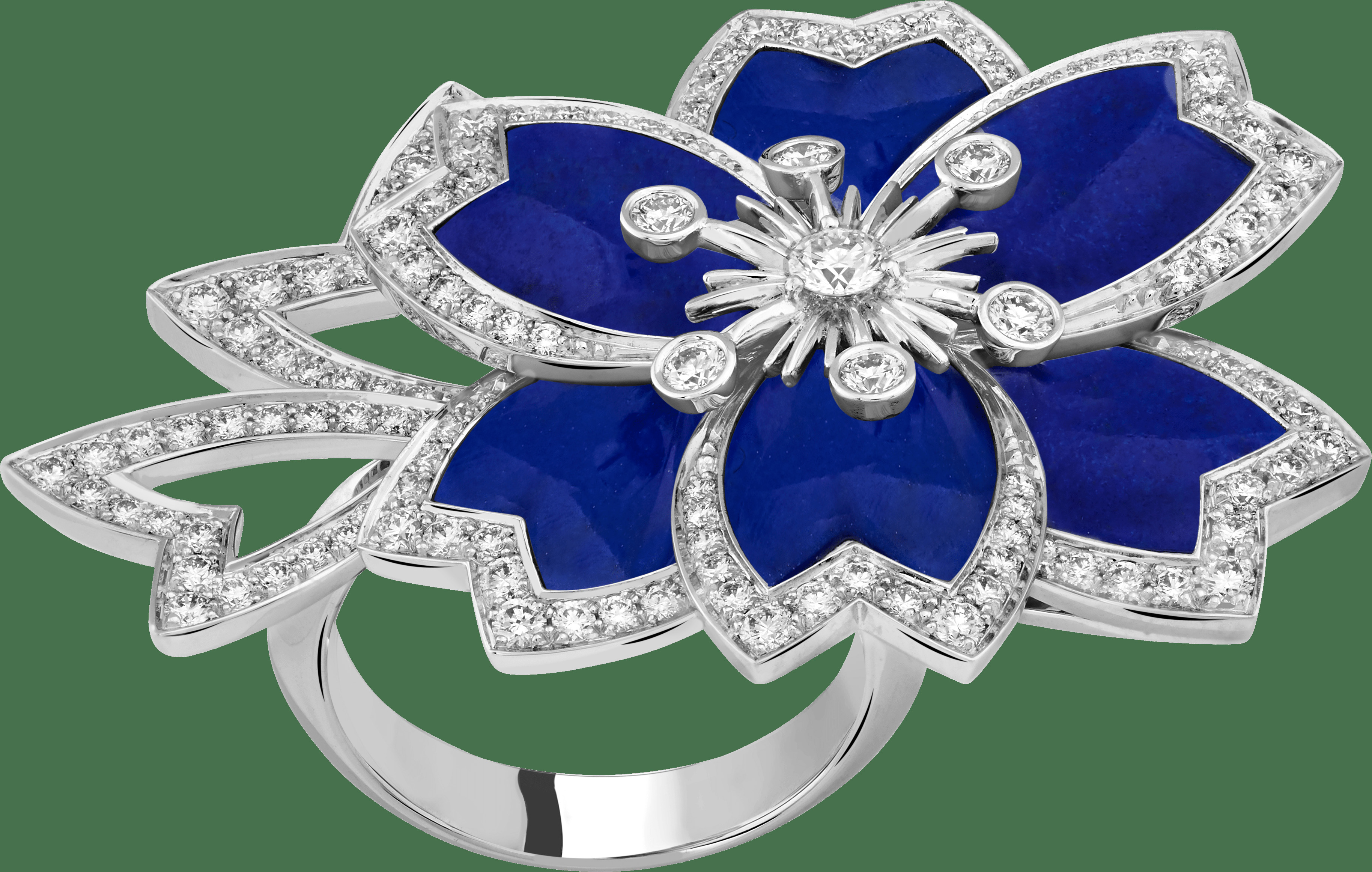 Кольцо Hellébore, белое золото, лазурит, бриллианты