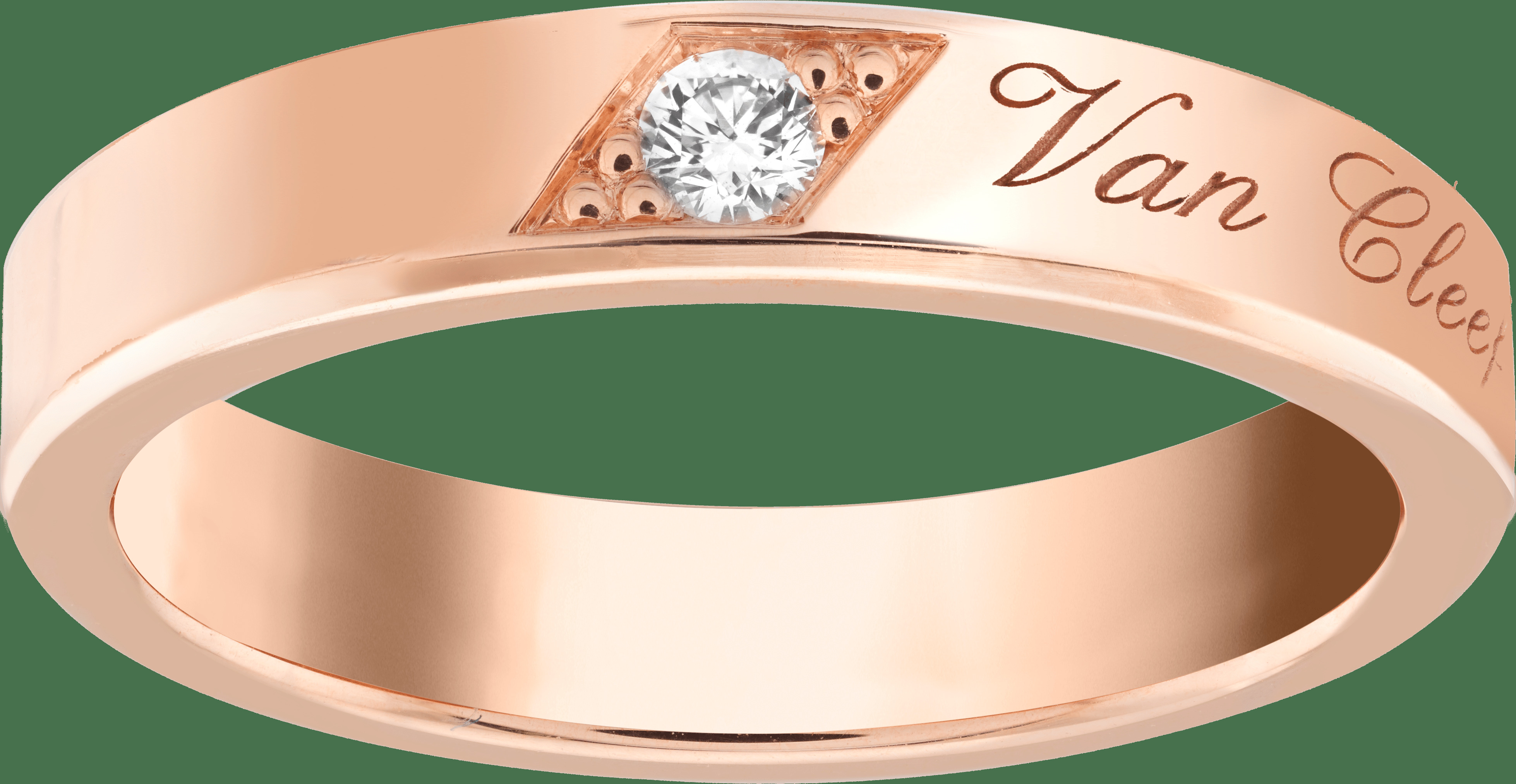 Обручальное кольцо Toujours Signature Etoiles, 4 мм, розовое золото, бриллиант.