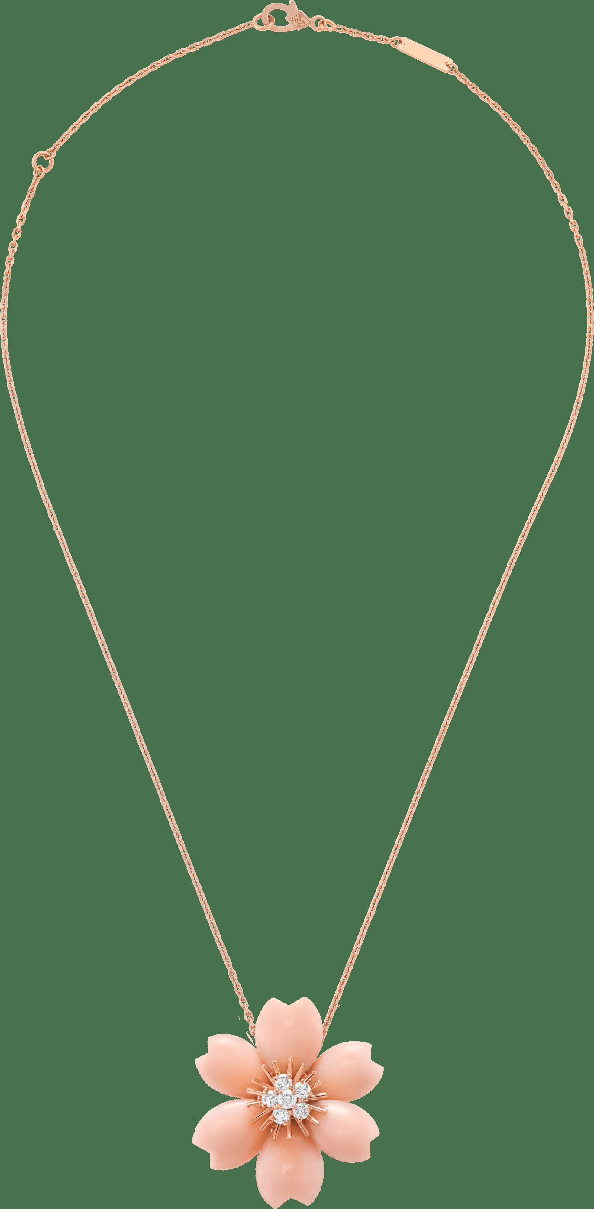 Брошь-подвеска Rose de Noël, маленькая модель, розовое золото, коралл, бриллианты