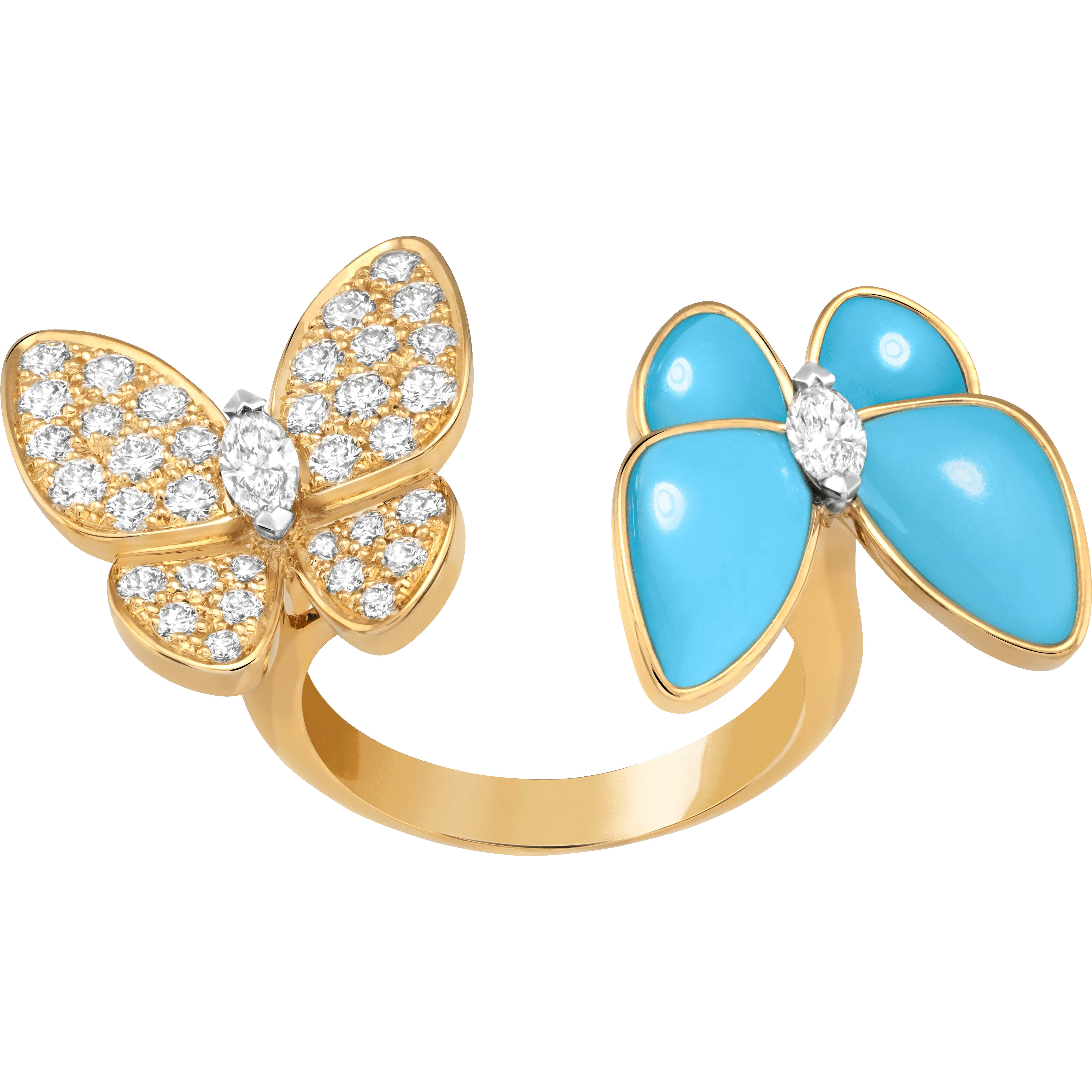 Aristos_Erp::Add to Cart Кольцо на два пальца Two Butterfly, желтое золото, белое золото, бирюза, бриллианты Кольцо на два пальца Two Butterfly, желтое золото, белое золото, бирюза, бриллианты